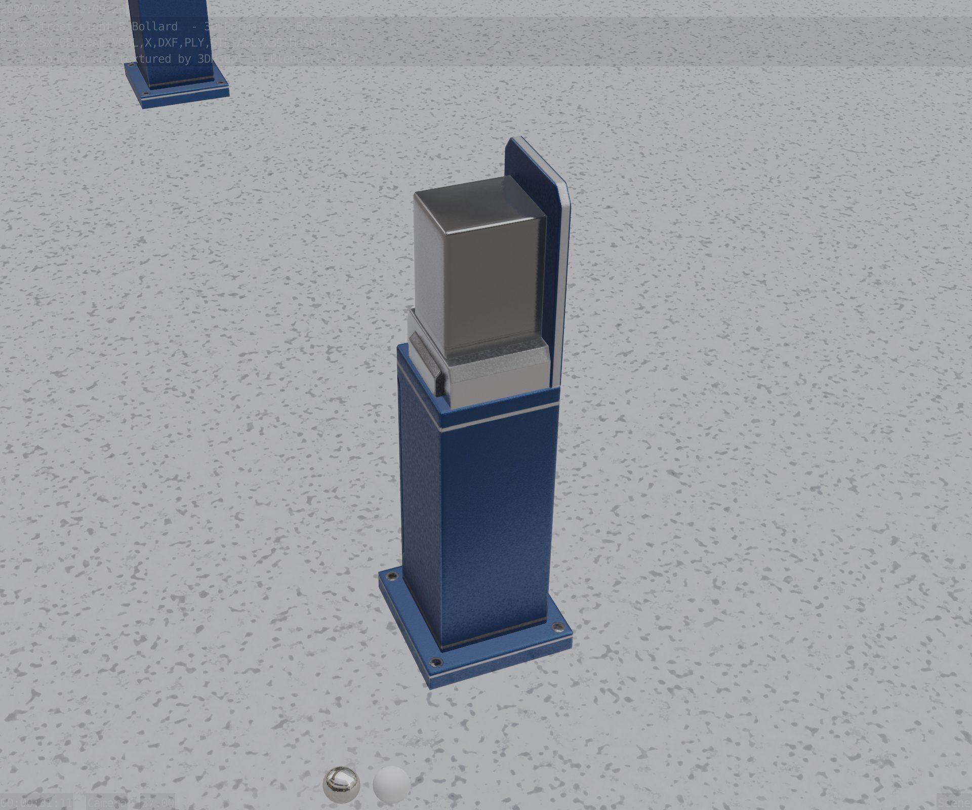 Street Light 8 Bollard 500 mm Futuristic Blue Version 2 Low-poly 3D model_55