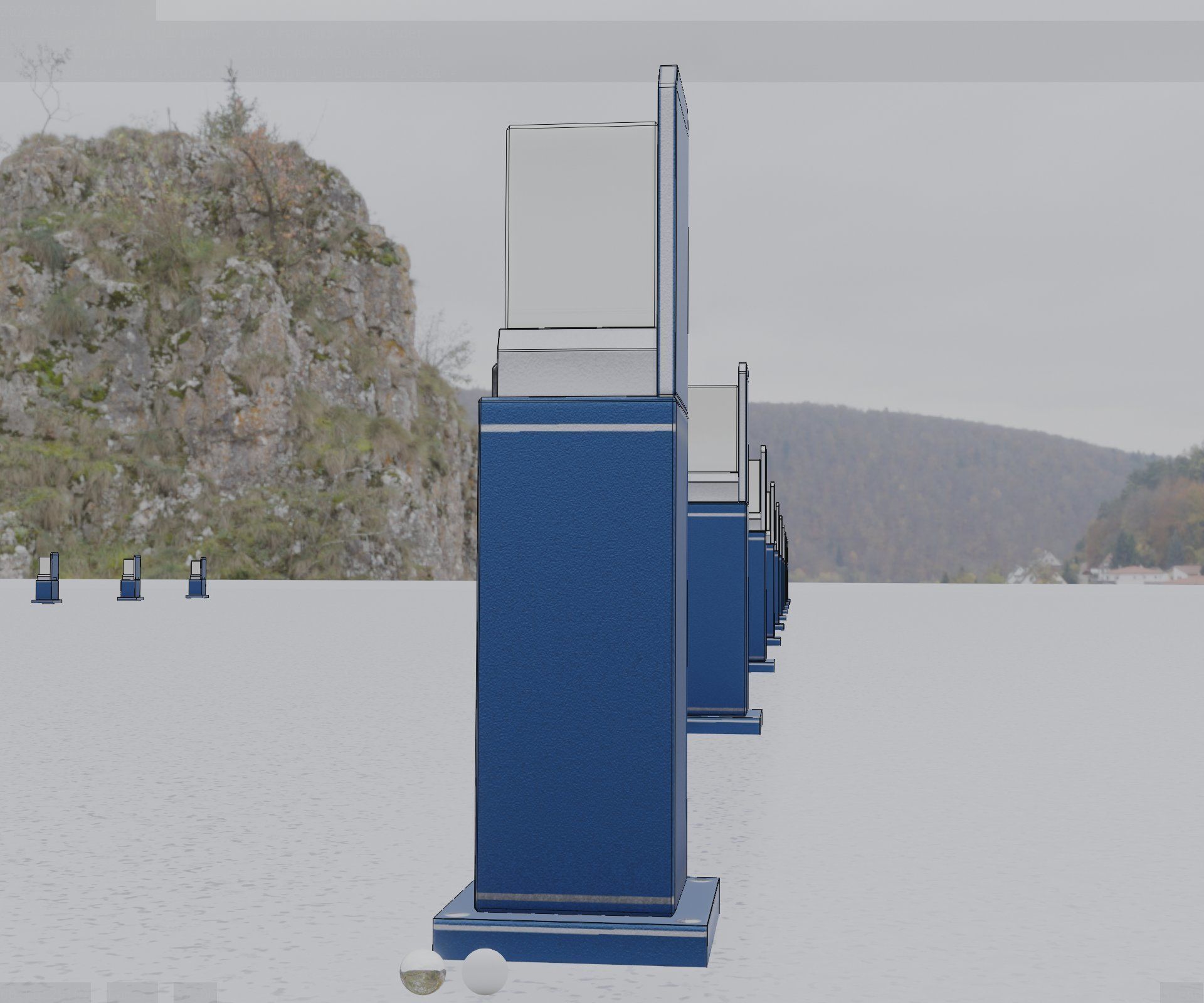 Street Light 8 Bollard 500 mm Futuristic Blue Version 2 Low-poly 3D model_3