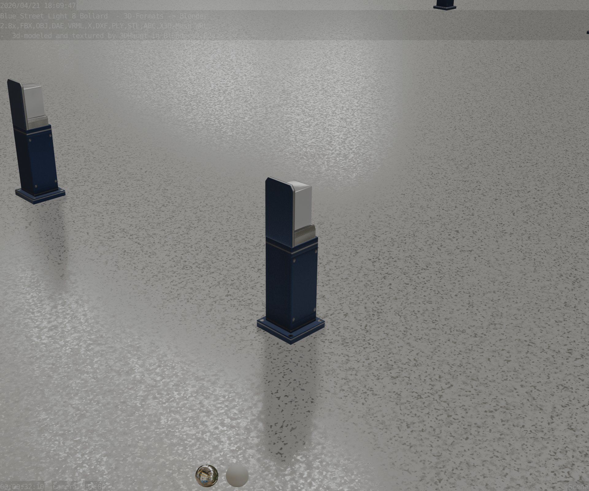 Street Light 8 Bollard 500 mm Futuristic Blue Version 2 Low-poly 3D model_78