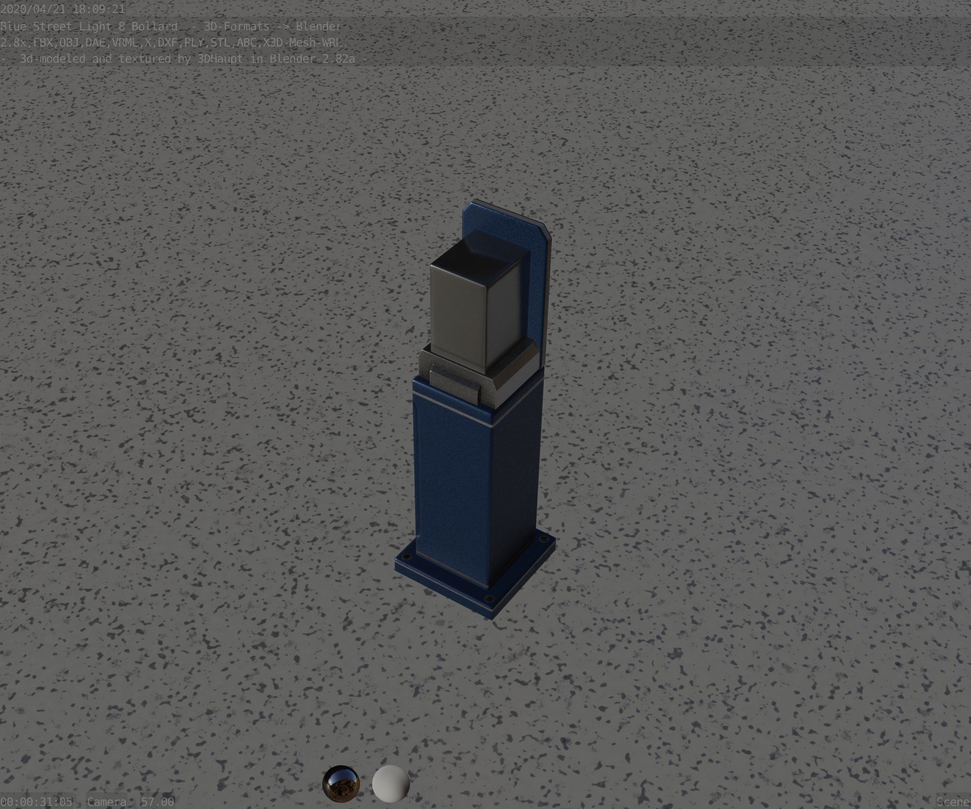 Street Light 8 Bollard 500 mm Futuristic Blue Version 2 Low-poly 3D model_49