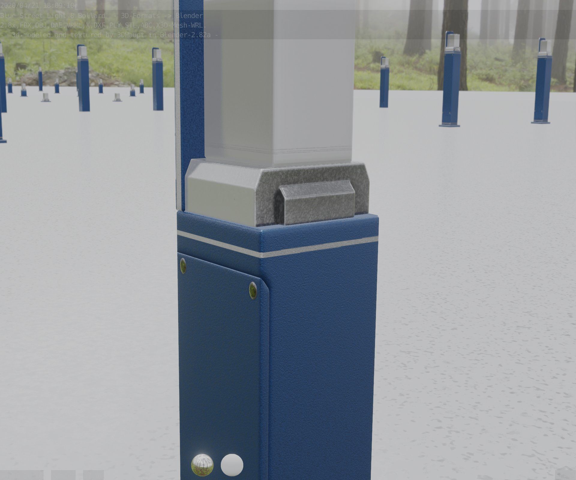 Street Light 8 Bollard 500 mm Futuristic Blue Version 2 Low-poly 3D model_36
