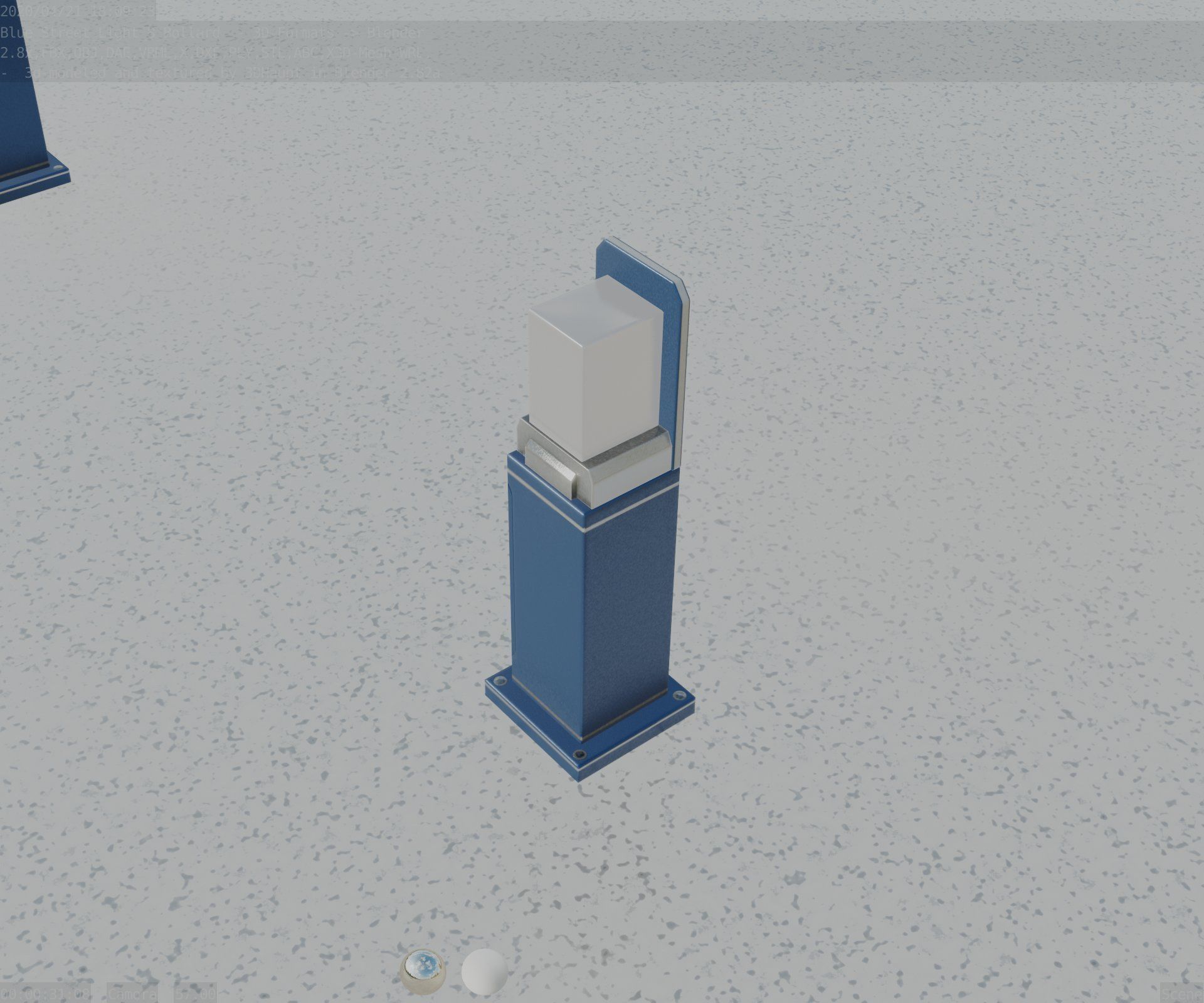 Street Light 8 Bollard 500 mm Futuristic Blue Version 2 Low-poly 3D model_52