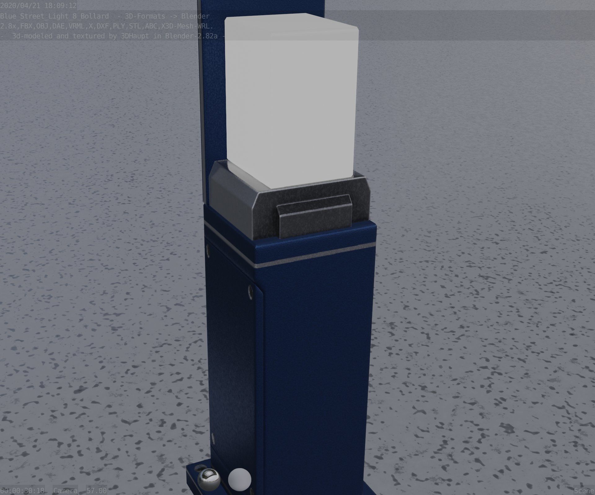 Street Light 8 Bollard 500 mm Futuristic Blue Version 2 Low-poly 3D model_38