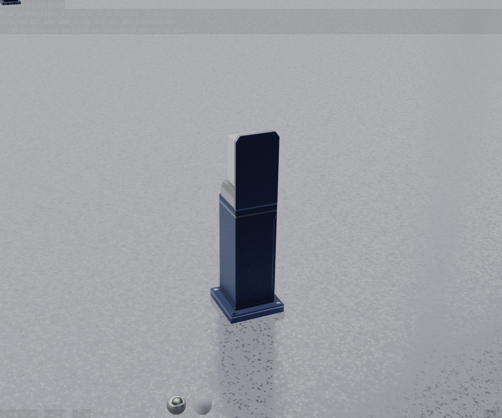 Street Light 8 Bollard 500 mm Futuristic Blue Version 2 Low-poly 3D model_69