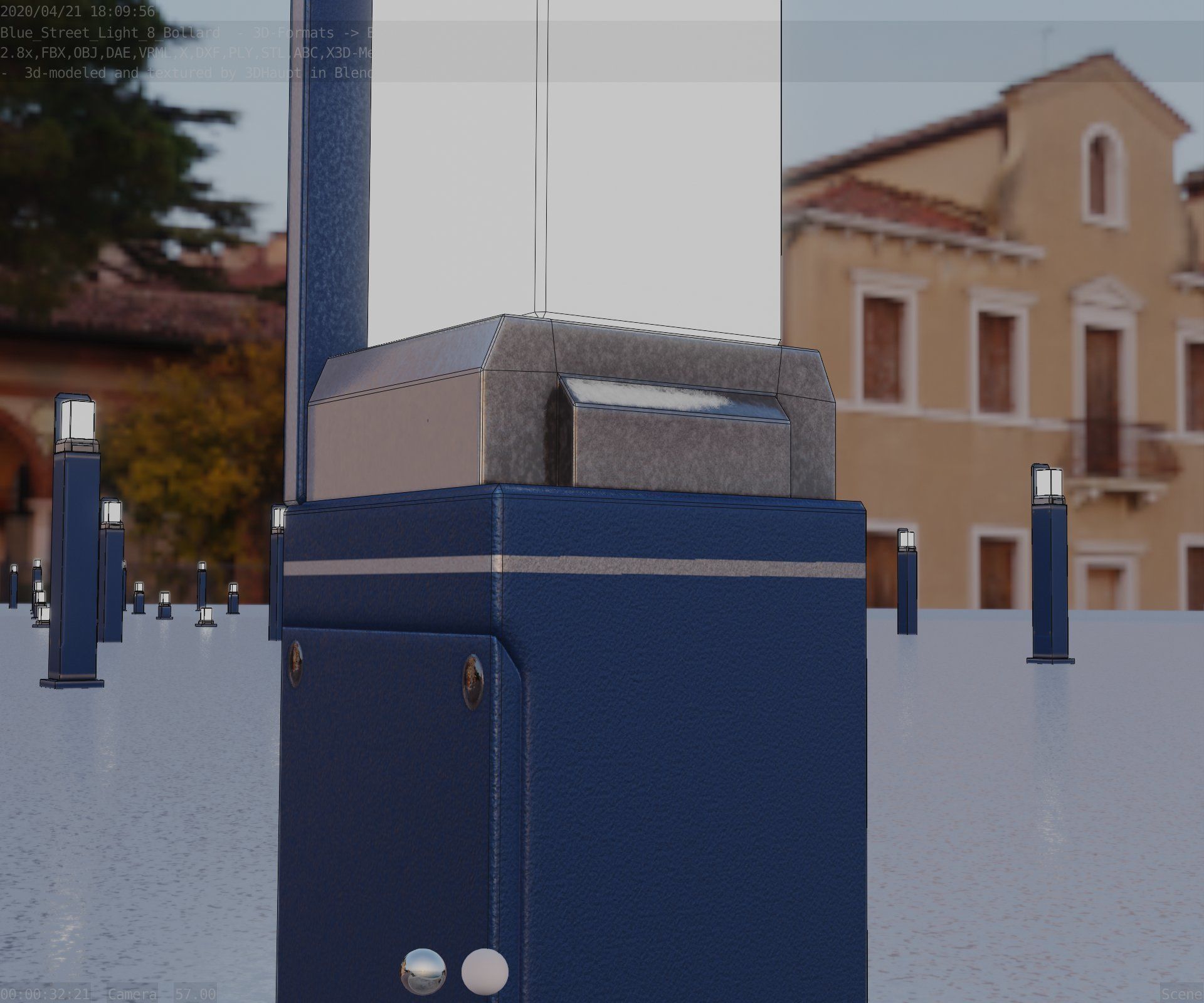 Street Light 8 Bollard 500 mm Futuristic Blue Version 2 Low-poly 3D model_89