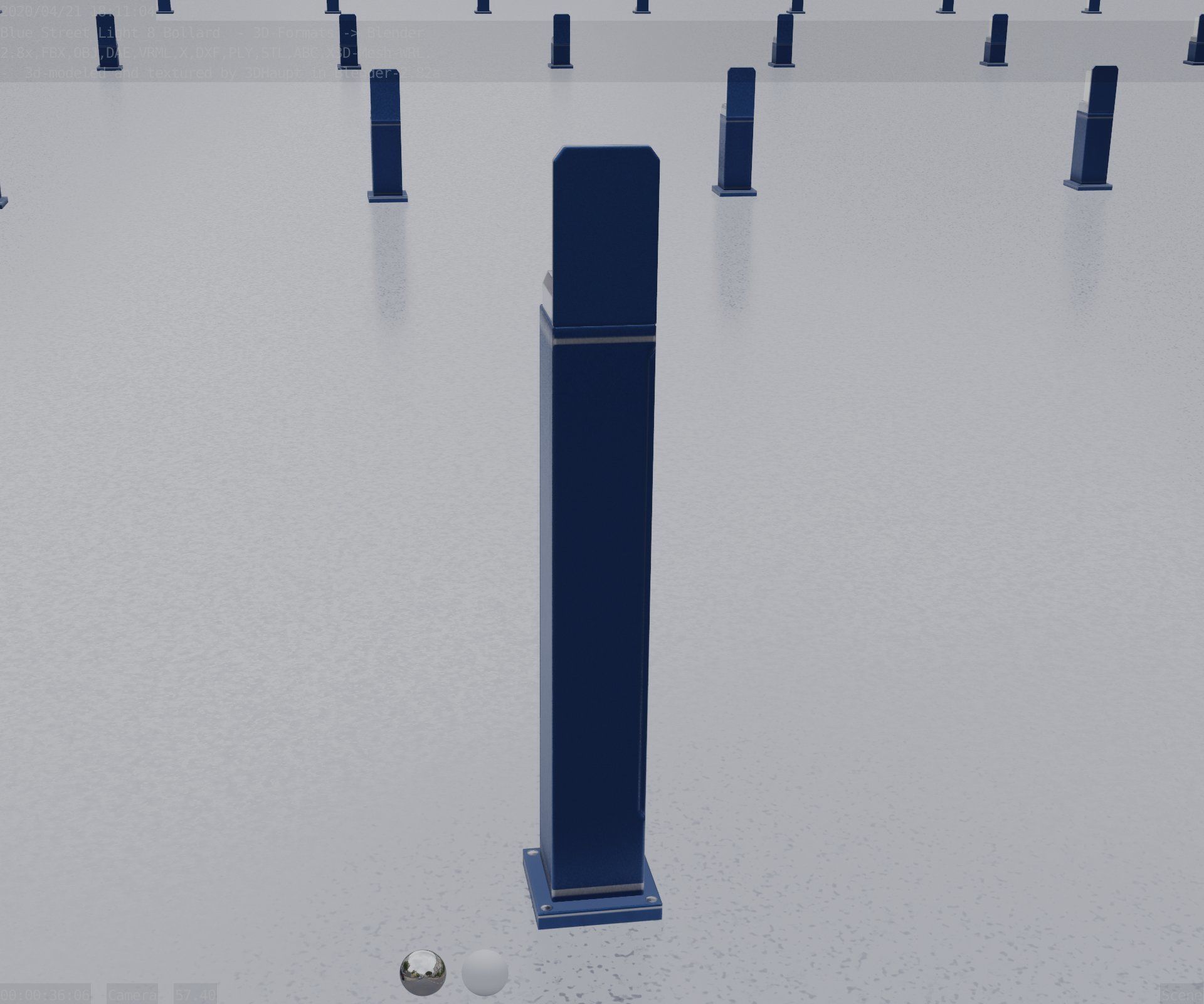 Street Light 8 Bollard 900 mm Futuristic Blue Version 2 Low-poly 3D model_70
