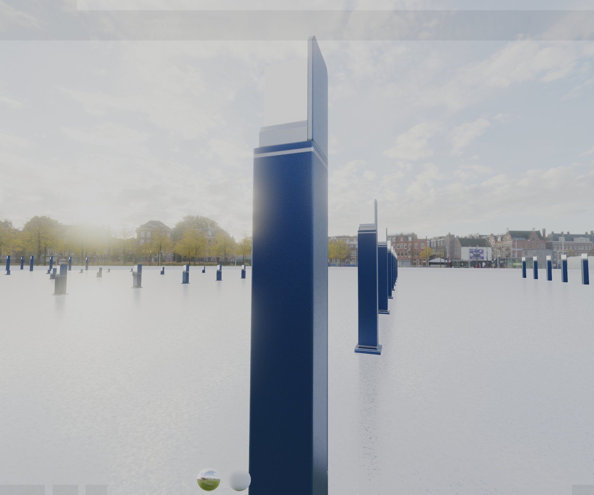 Street Light 8 Bollard 900 mm Futuristic Blue Version 2 Low-poly 3D model_61