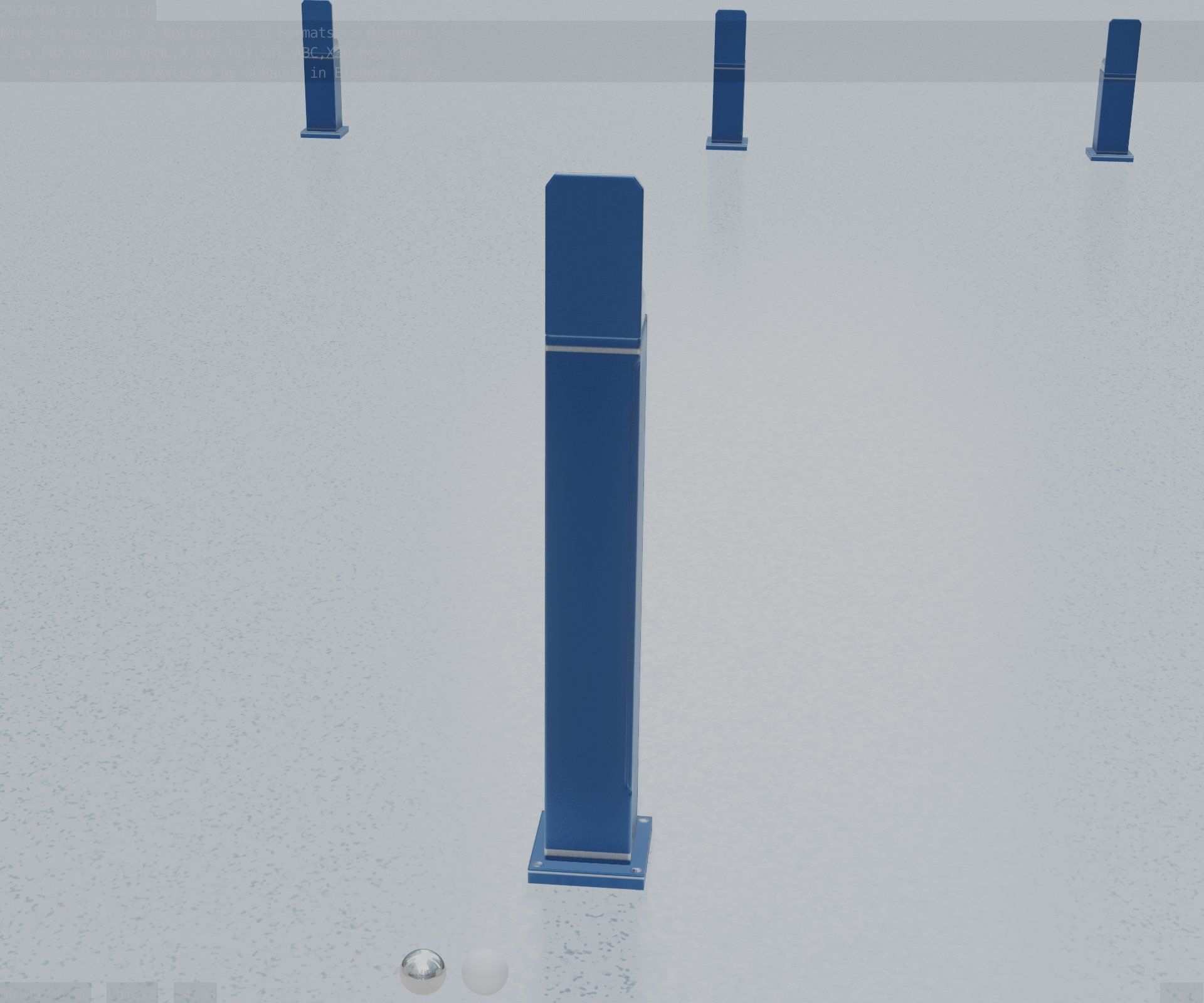 Street Light 8 Bollard 900 mm Futuristic Blue Version 2 Low-poly 3D model_72