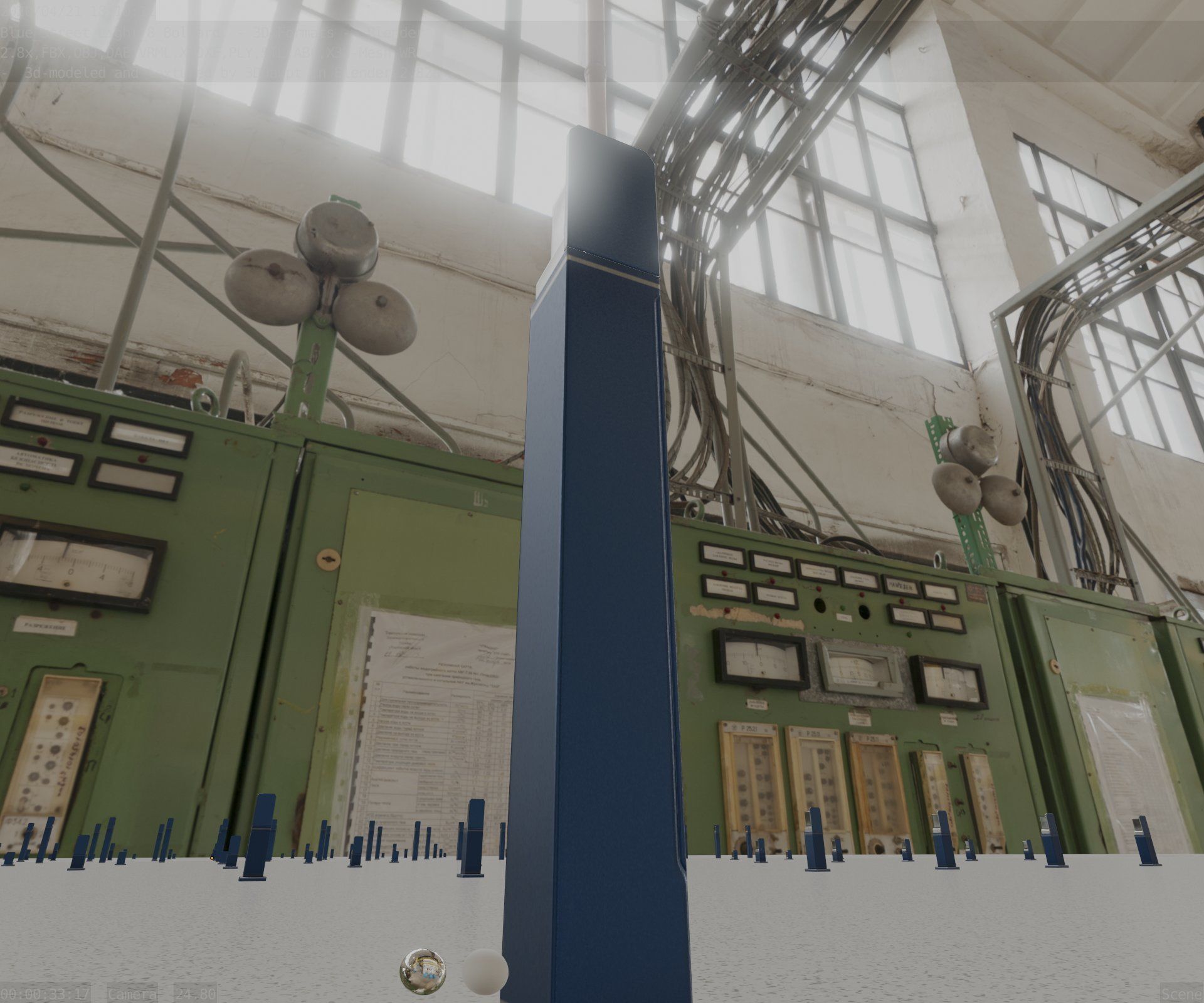 Street Light 8 Bollard 900 mm Futuristic Blue Version 2 Low-poly 3D model_17