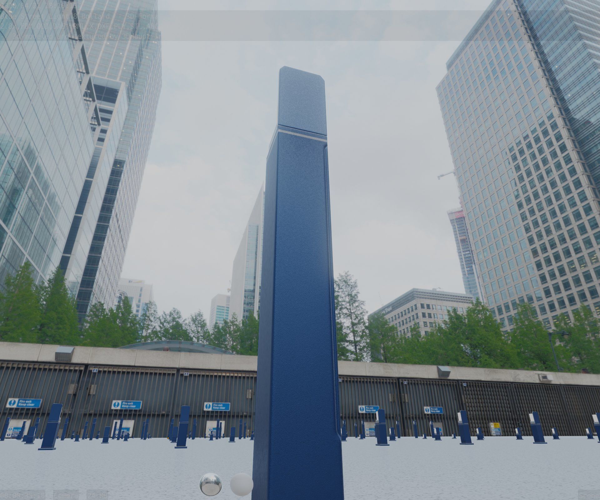 Street Light 8 Bollard 900 mm Futuristic Blue Version 2 Low-poly 3D model_18