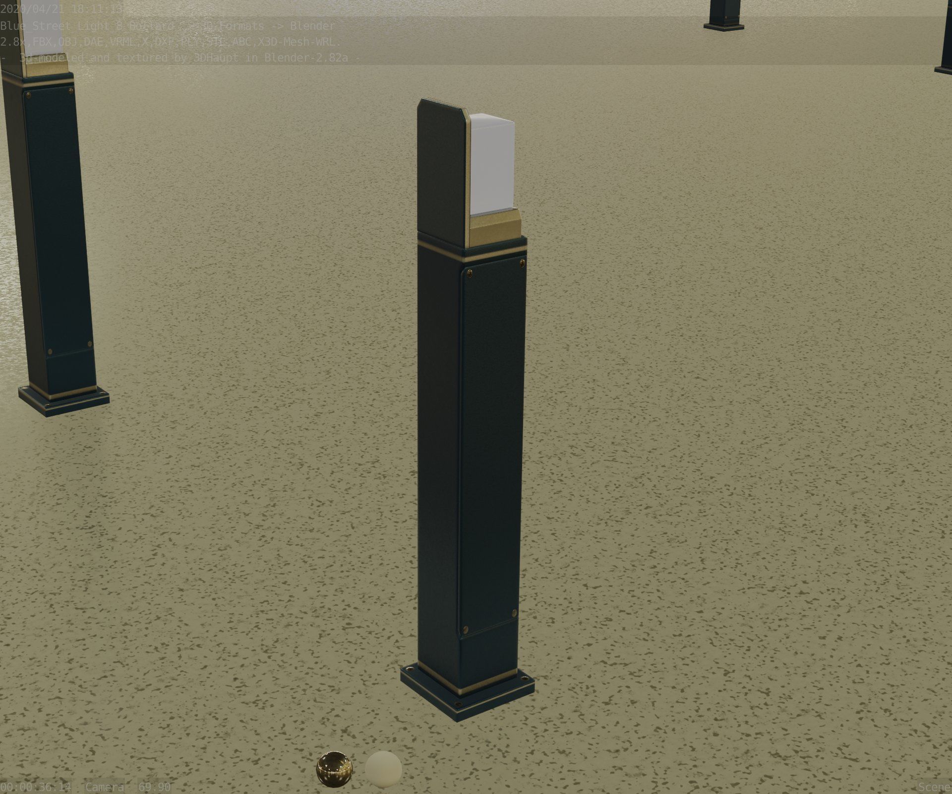 Street Light 8 Bollard 900 mm Futuristic Blue Version 2 Low-poly 3D model_78