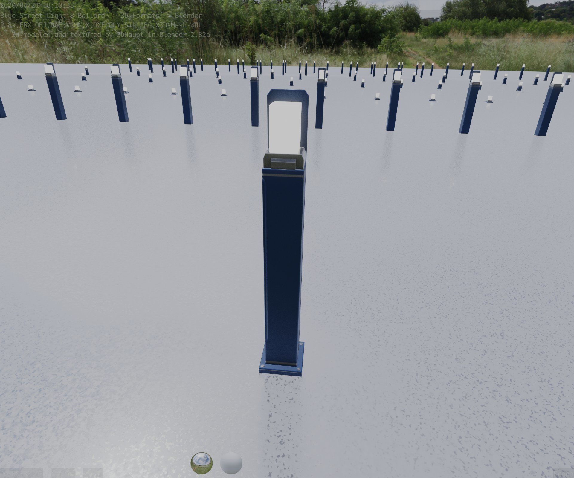Street Light 8 Bollard 900 mm Futuristic Blue Version 2 Low-poly 3D model_51