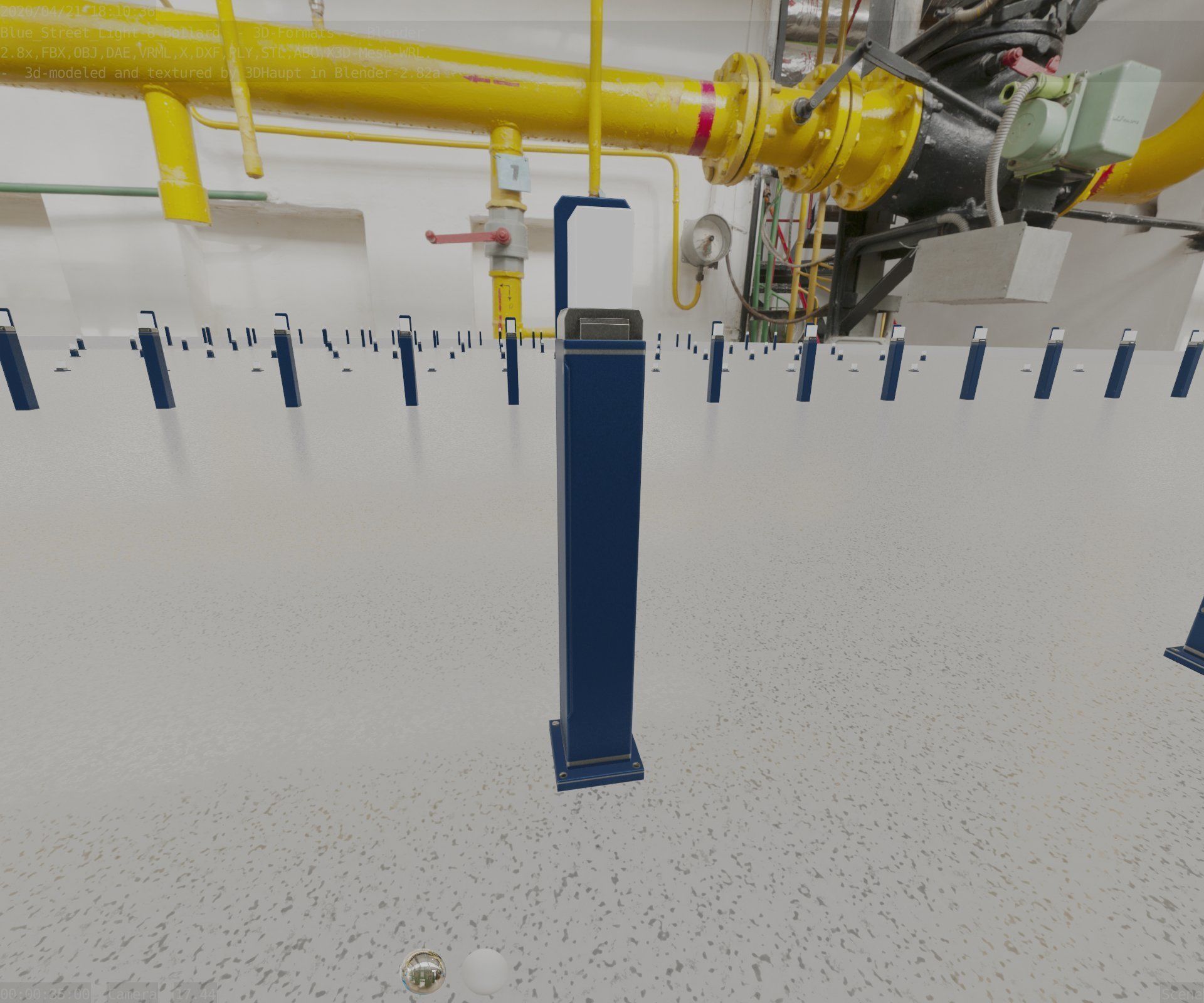 Street Light 8 Bollard 900 mm Futuristic Blue Version 2 Low-poly 3D model_48