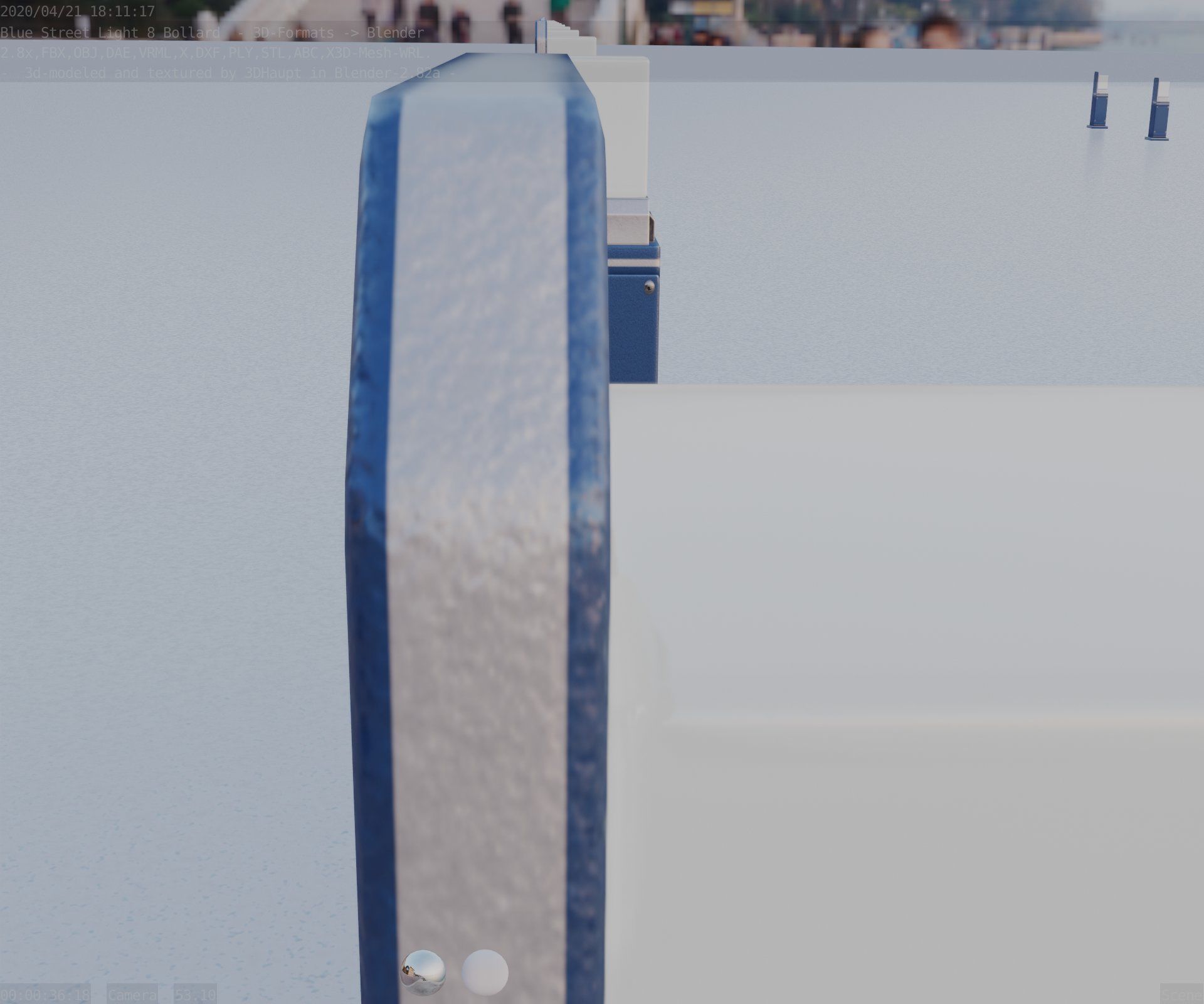 Street Light 8 Bollard 900 mm Futuristic Blue Version 2 Low-poly 3D model_82