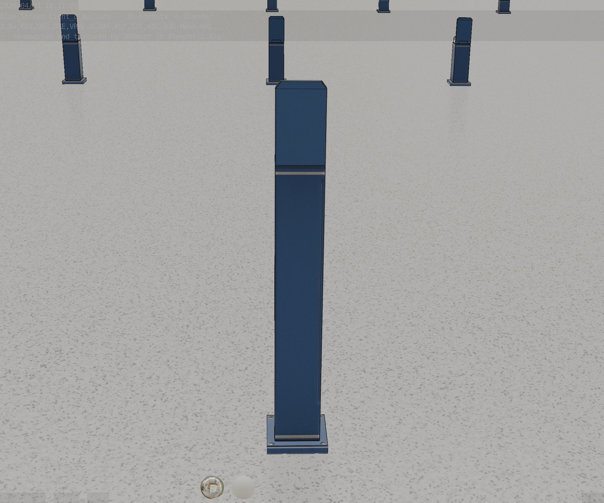 Street Light 8 Bollard 900 mm Futuristic Blue Version 2 Low-poly 3D model_71