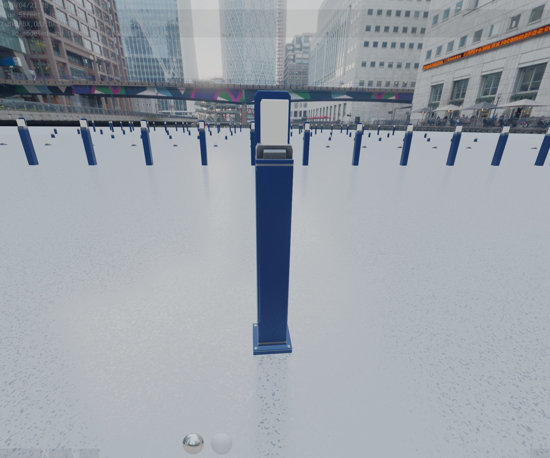 Street Light 8 Bollard 900 mm Futuristic Blue Version 2 Low-poly 3D model_49