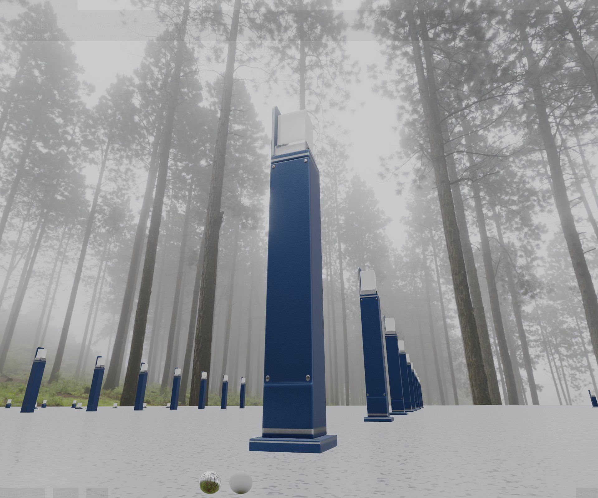 Street Light 8 Bollard 900 mm Futuristic Blue Version 2 Low-poly 3D model_37
