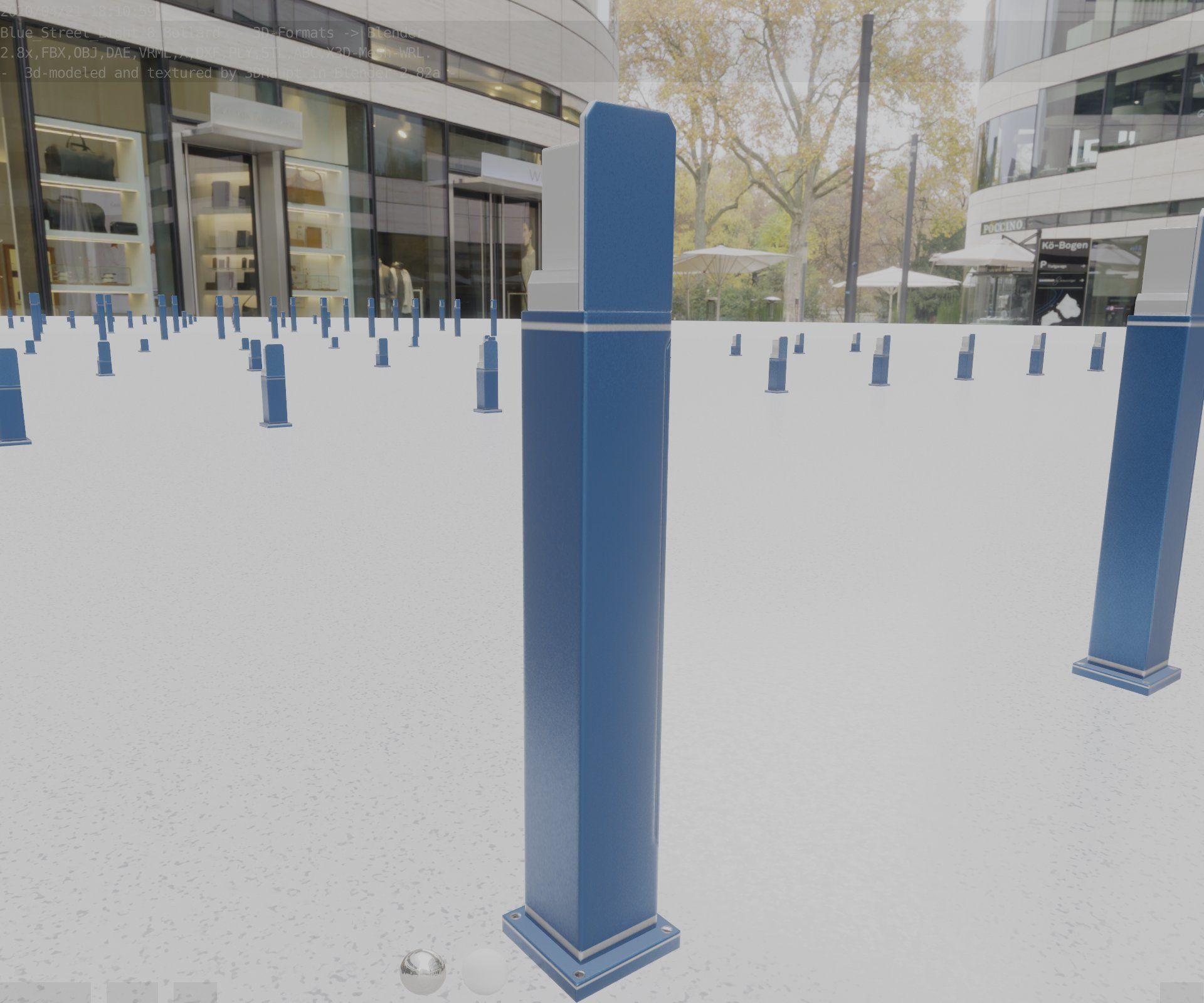 Street Light 8 Bollard 900 mm Futuristic Blue Version 2 Low-poly 3D model_66