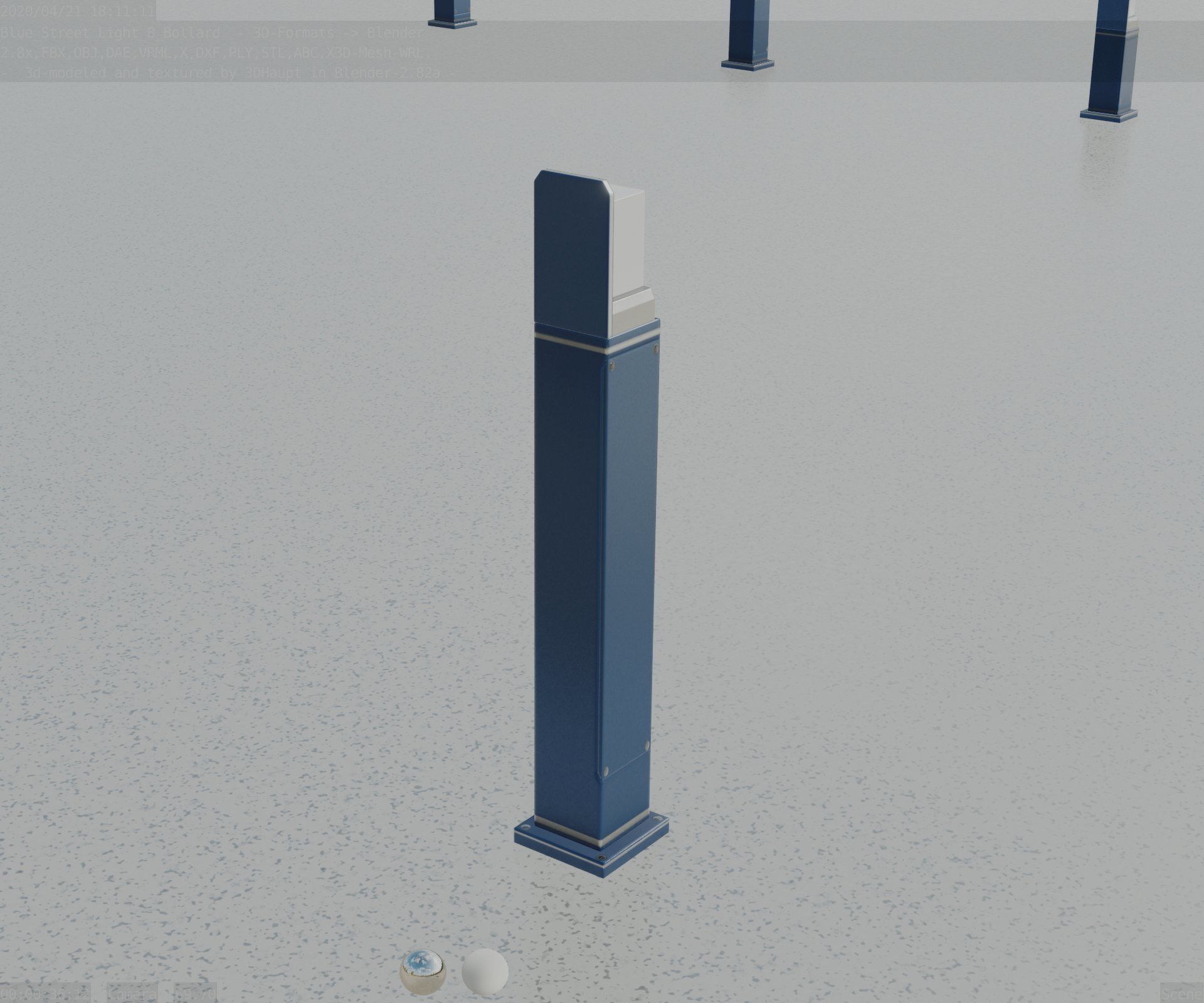 Street Light 8 Bollard 900 mm Futuristic Blue Version 2 Low-poly 3D model_76