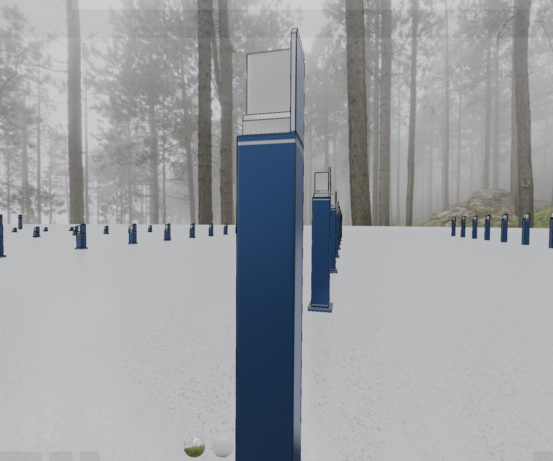 Street Light 8 Bollard 900 mm Futuristic Blue Version 2 Low-poly 3D model_60