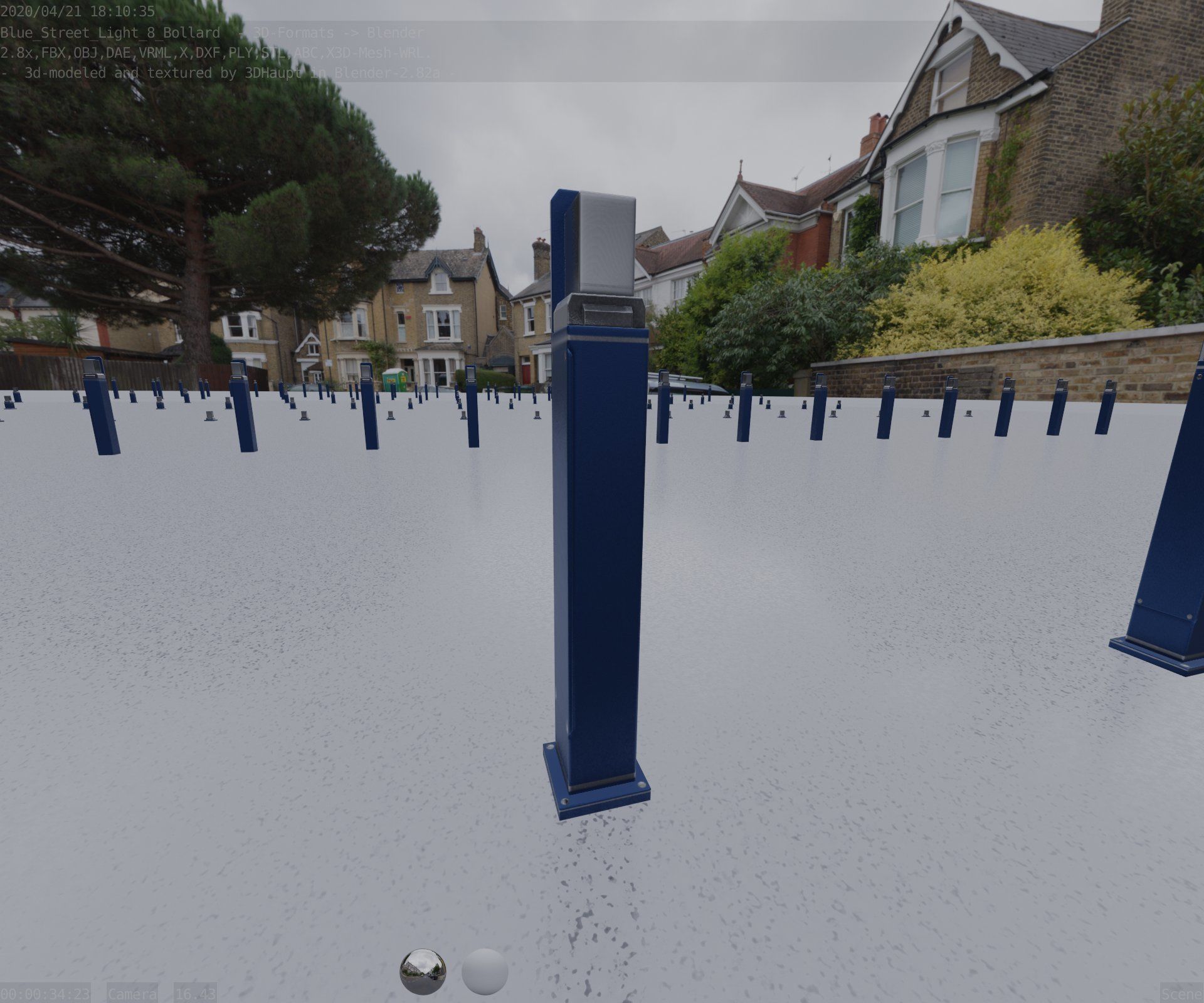 Street Light 8 Bollard 900 mm Futuristic Blue Version 2 Low-poly 3D model_47
