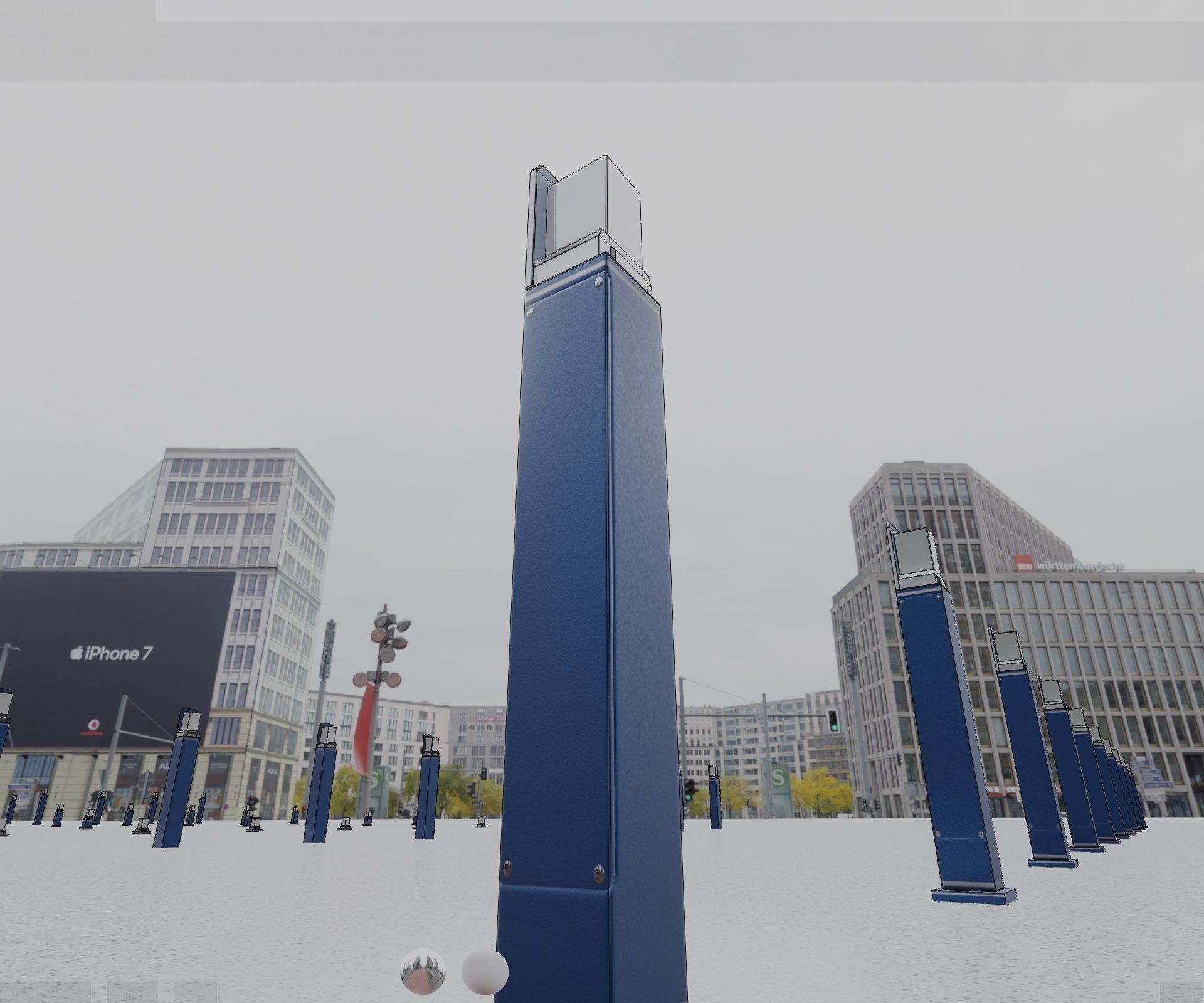 Street Light 8 Bollard 900 mm Futuristic Blue Version 2 Low-poly 3D model_40