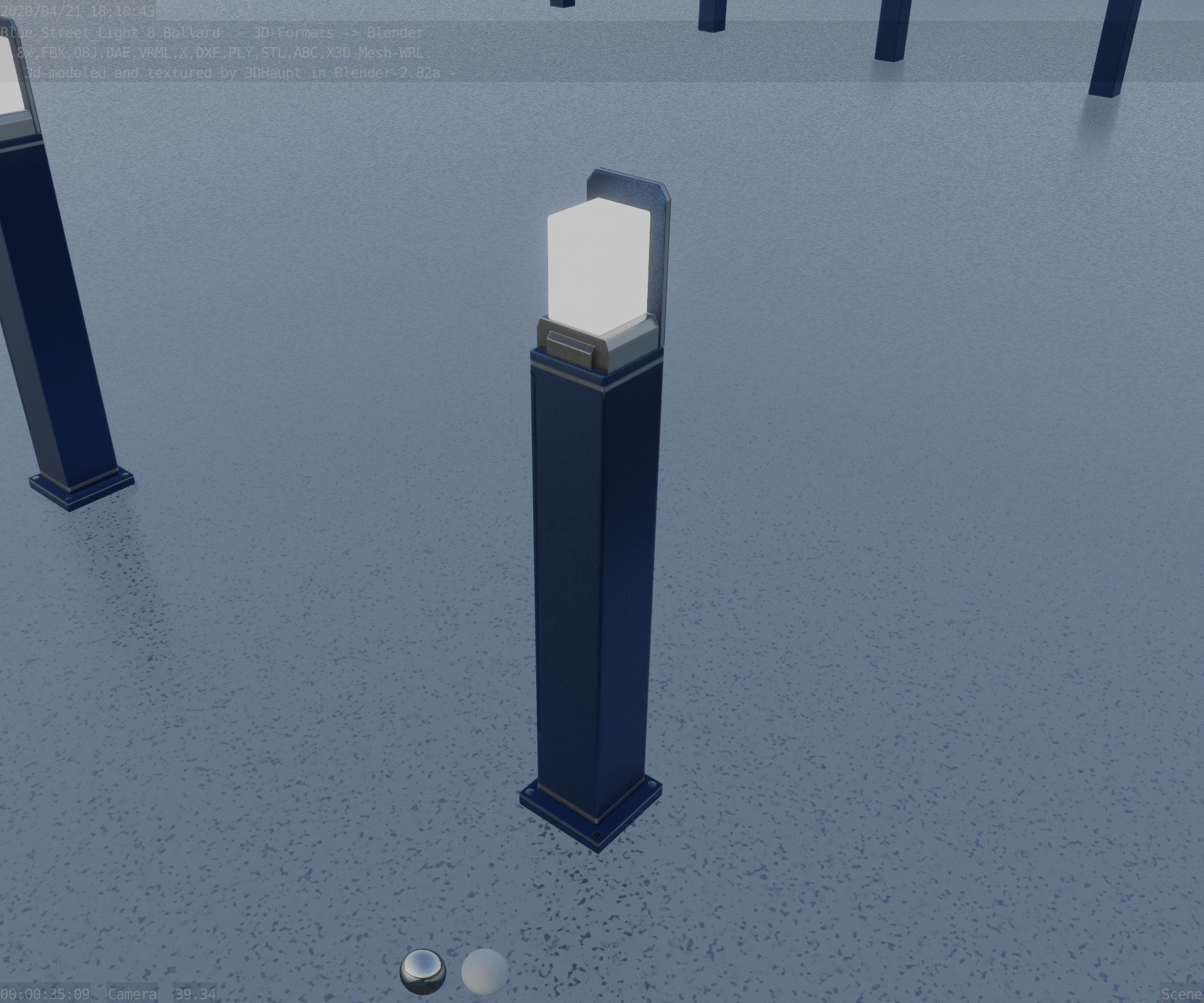 Street Light 8 Bollard 900 mm Futuristic Blue Version 2 Low-poly 3D model_57