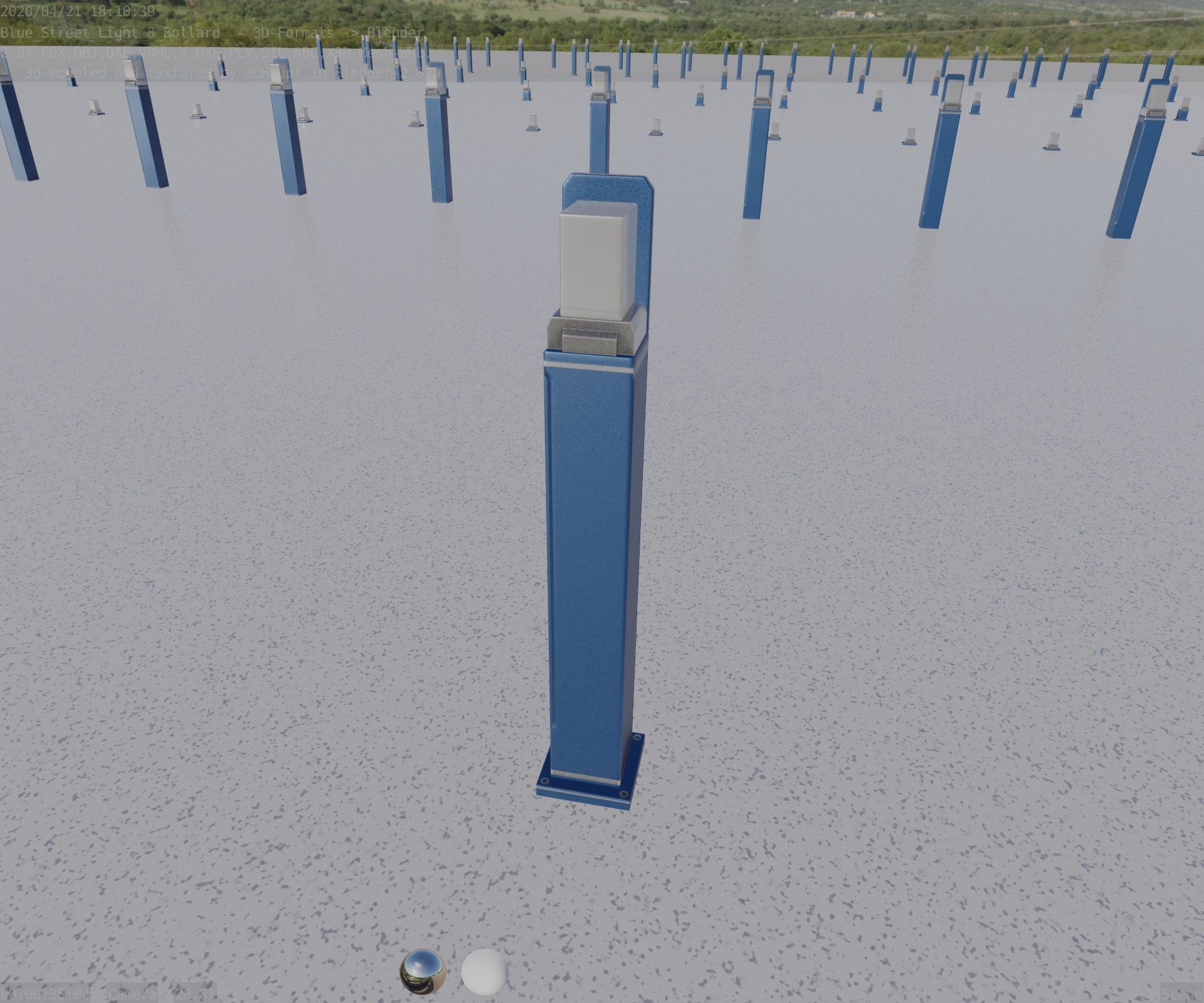 Street Light 8 Bollard 900 mm Futuristic Blue Version 2 Low-poly 3D model_52