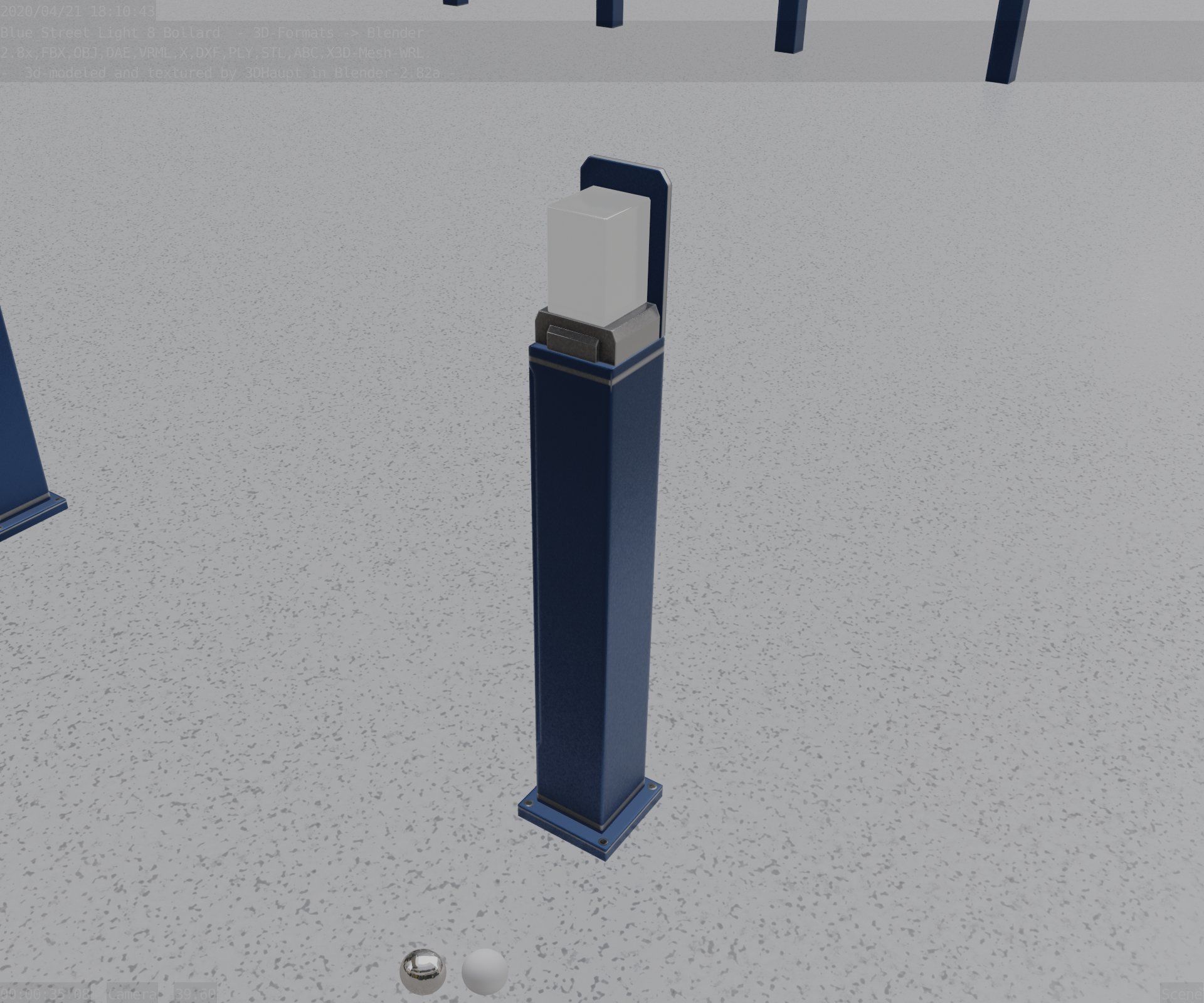 Street Light 8 Bollard 900 mm Futuristic Blue Version 2 Low-poly 3D model_56