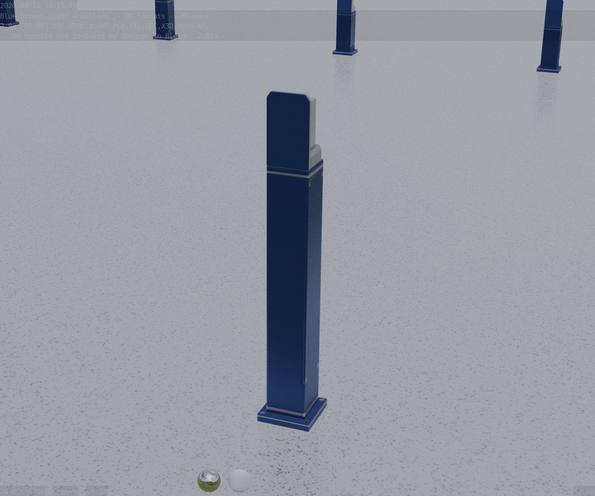 Street Light 8 Bollard 900 mm Futuristic Blue Version 2 Low-poly 3D model_74