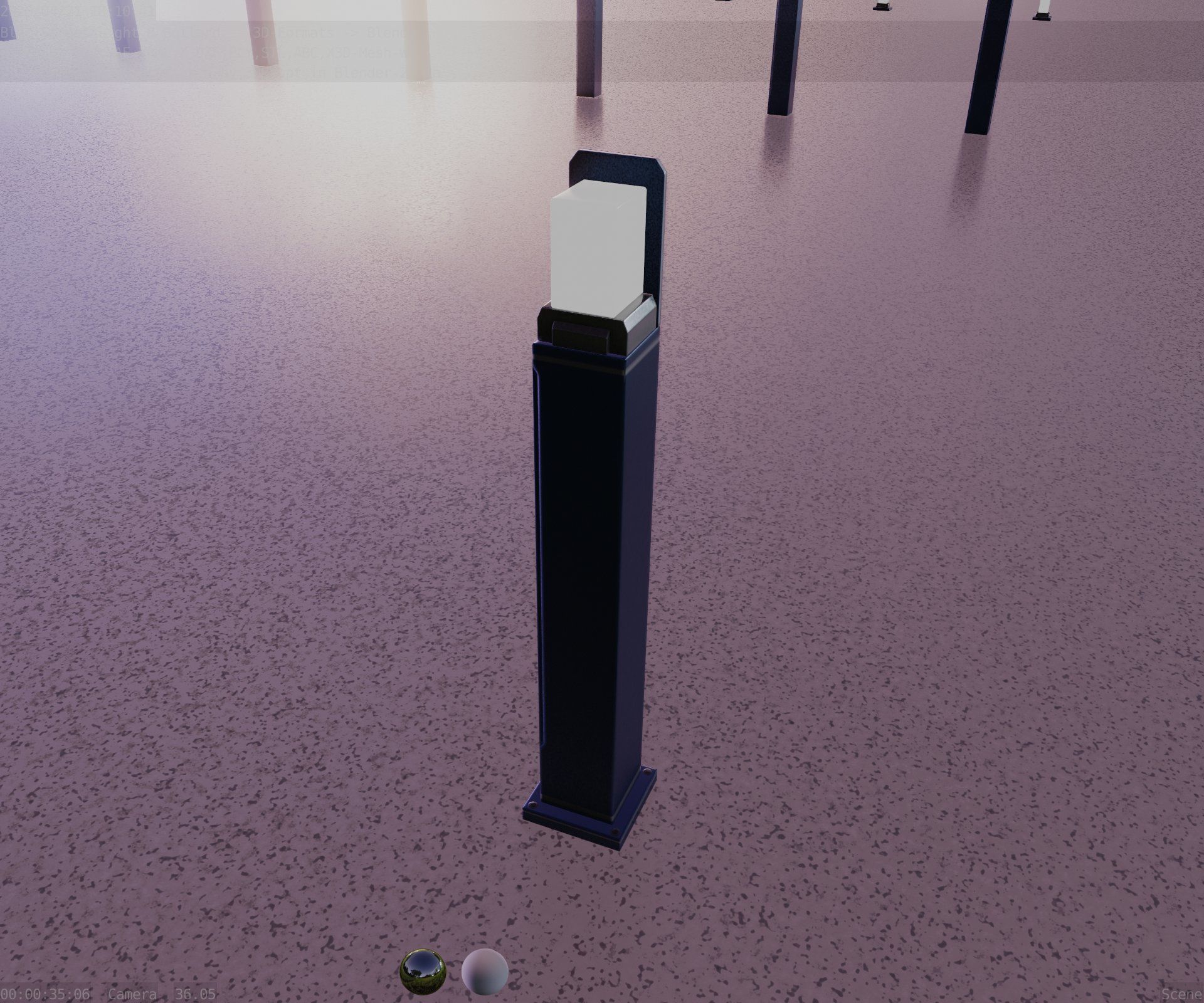 Street Light 8 Bollard 900 mm Futuristic Blue Version 2 Low-poly 3D model_54