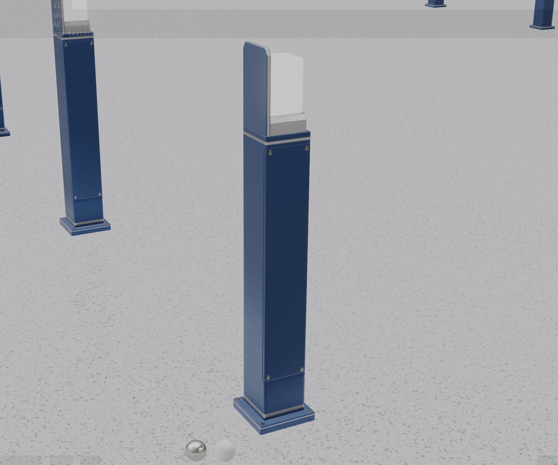 Street Light 8 Bollard 900 mm Futuristic Blue Version 2 Low-poly 3D model_79