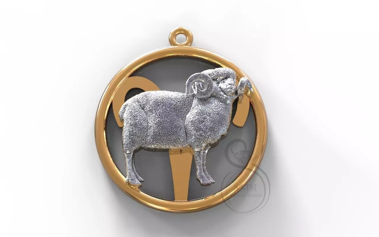 Aries symbol 3D print model_1