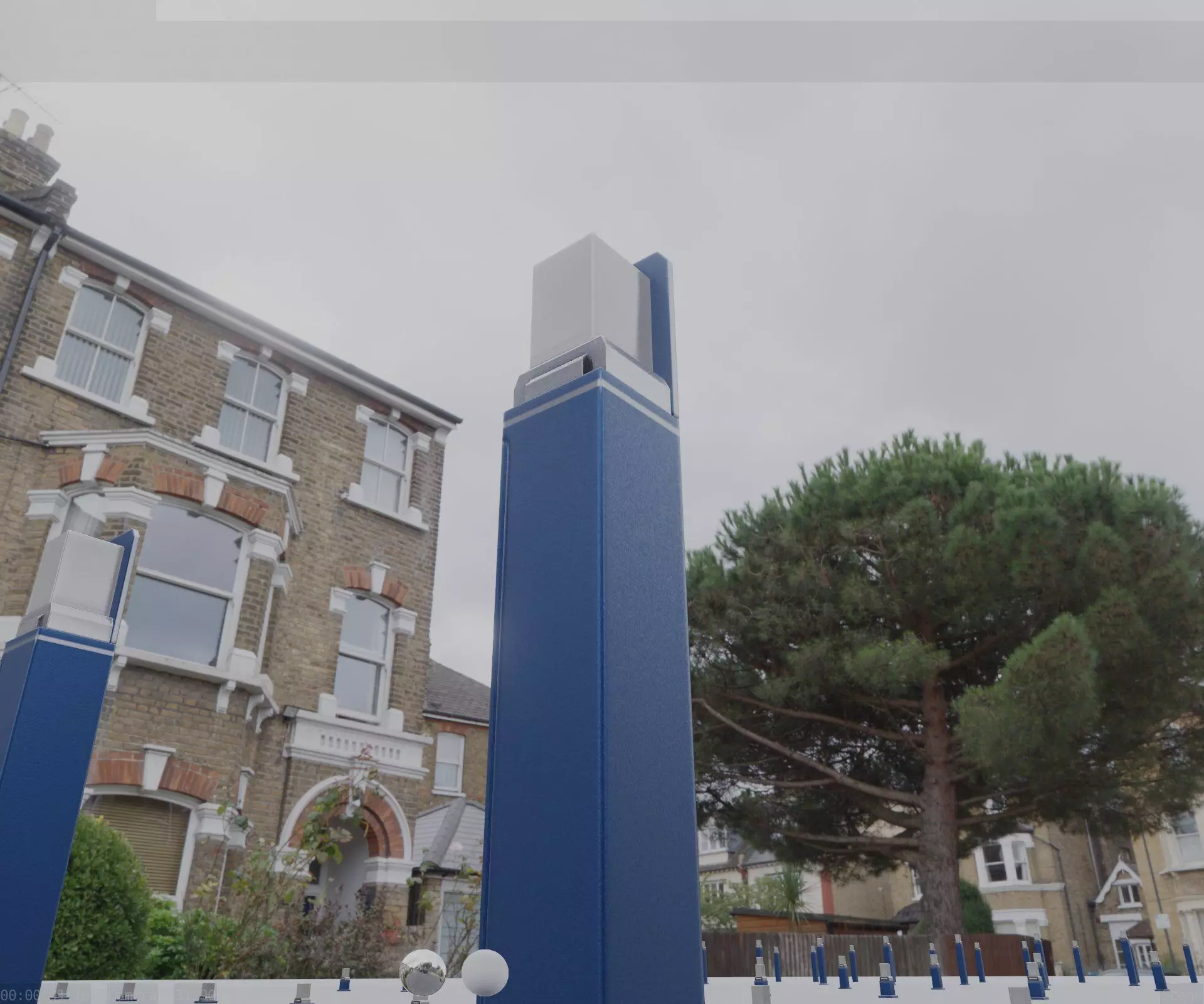 Street Light 8 Bollard 900 mm Futuristic Blue Version 5 Low-poly 3D model_0
