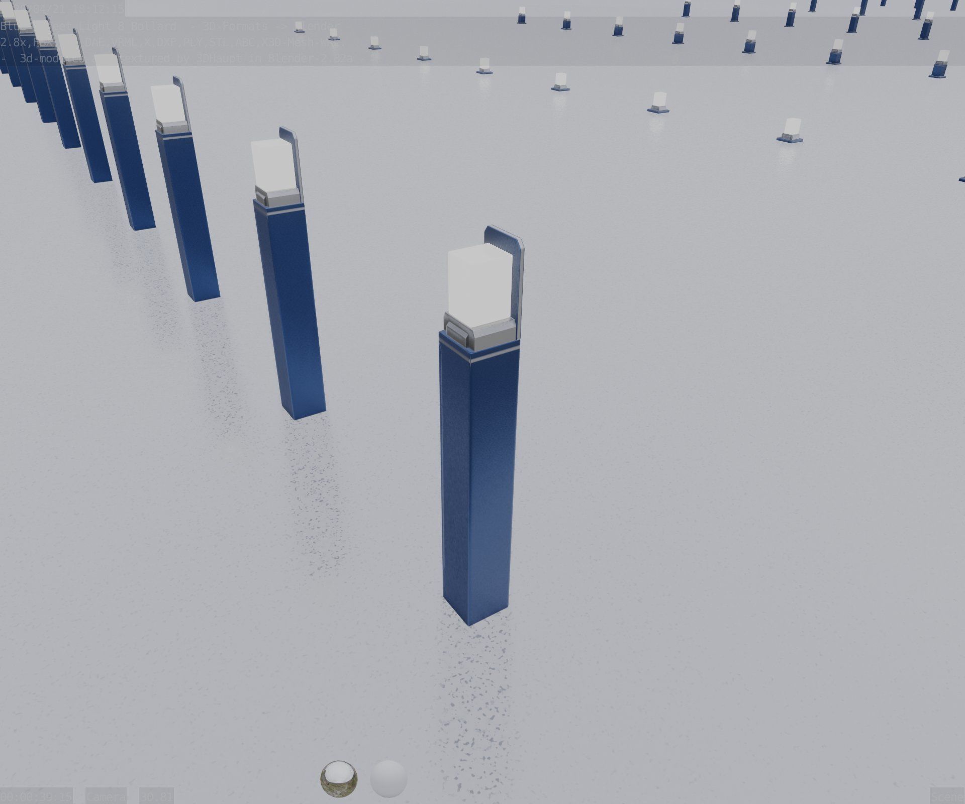 Street Light 8 Bollard 900 mm Futuristic Blue Version 5 Low-poly 3D model_55