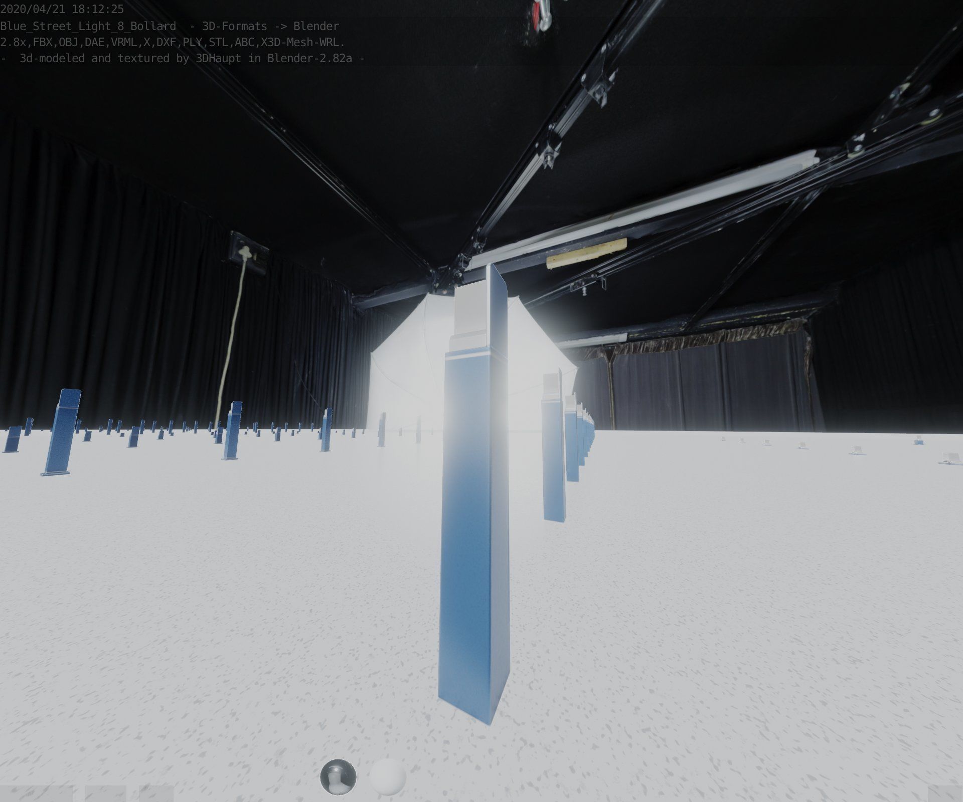 Street Light 8 Bollard 900 mm Futuristic Blue Version 5 Low-poly 3D model_65