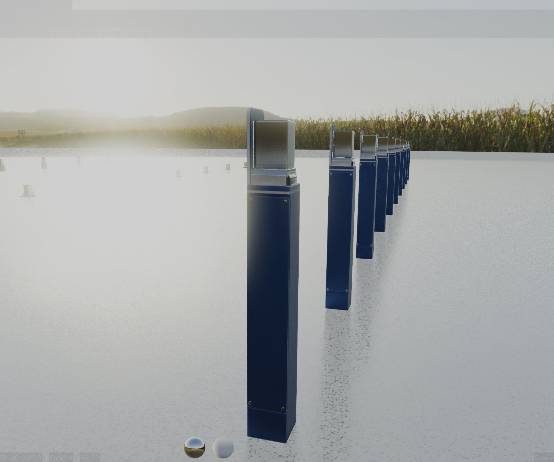 Street Light 8 Bollard 900 mm Futuristic Blue Version 5 Low-poly 3D model_87