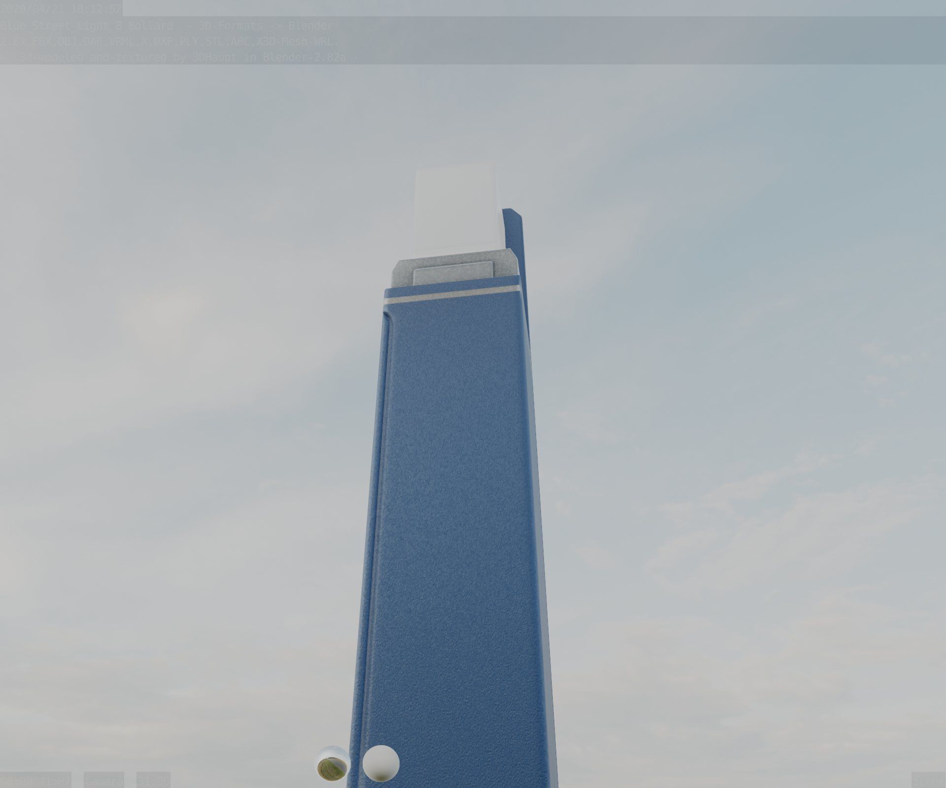 Street Light 8 Bollard 900 mm Futuristic Blue Version 5 Low-poly 3D model_95