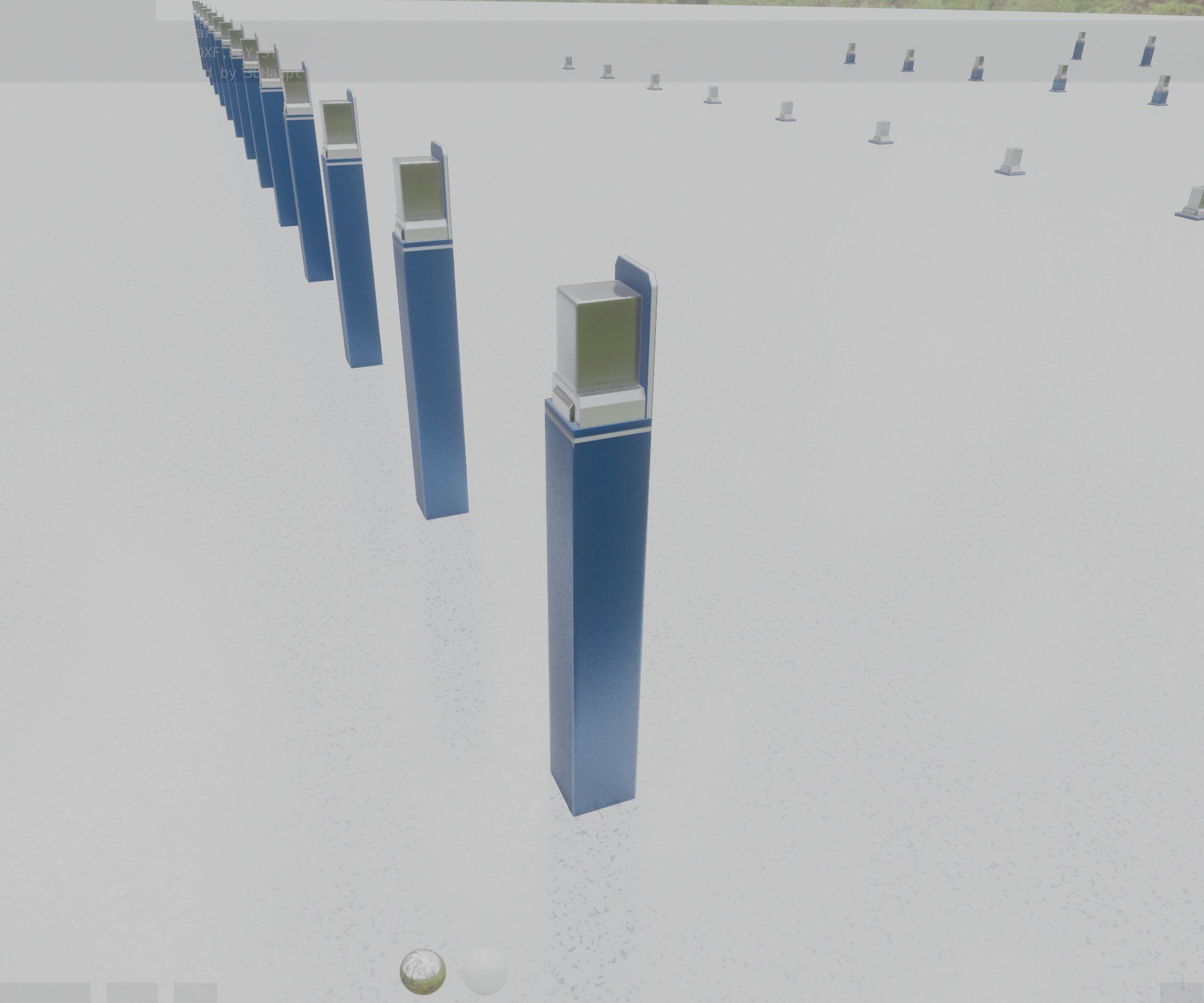 Street Light 8 Bollard 900 mm Futuristic Blue Version 5 Low-poly 3D model_57