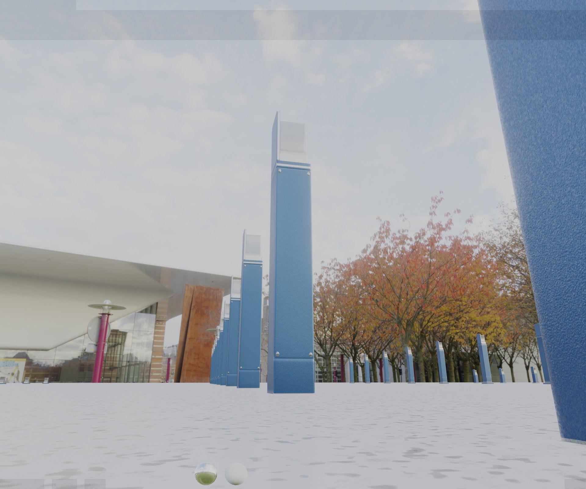 Street Light 8 Bollard 900 mm Futuristic Blue Version 5 Low-poly 3D model_29