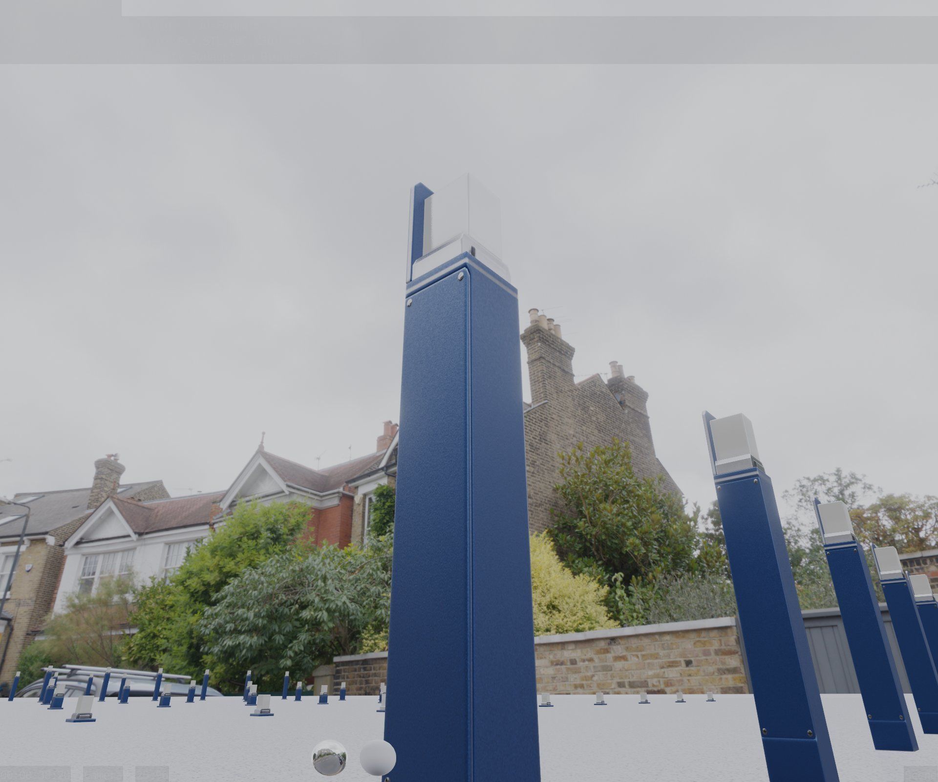 Street Light 8 Bollard 900 mm Futuristic Blue Version 5 Low-poly 3D model_38