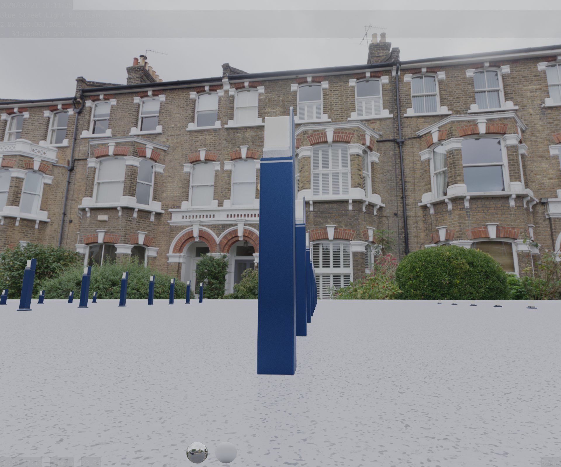 Street Light 8 Bollard 900 mm Futuristic Blue Version 5 Low-poly 3D model_8