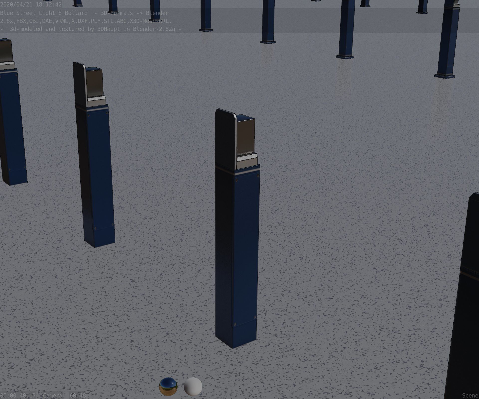 Street Light 8 Bollard 900 mm Futuristic Blue Version 5 Low-poly 3D model_81