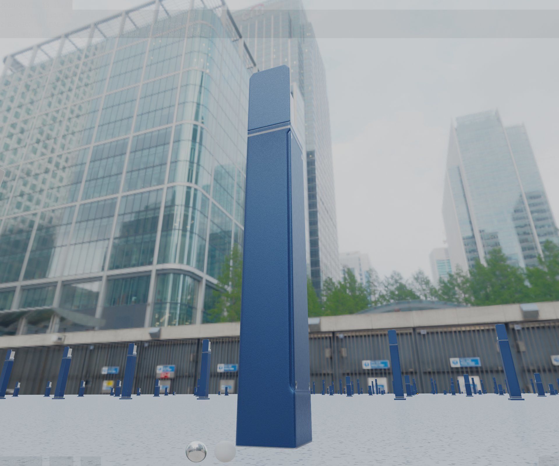 Street Light 8 Bollard 900 mm Futuristic Blue Version 5 Low-poly 3D model_21