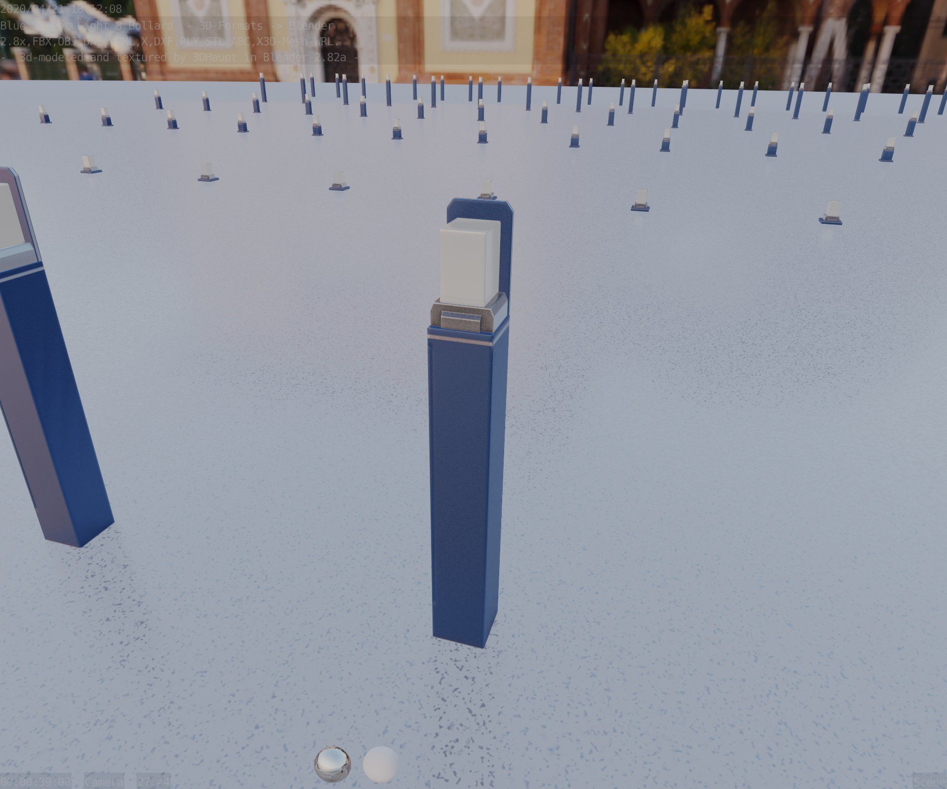 Street Light 8 Bollard 900 mm Futuristic Blue Version 5 Low-poly 3D model_48