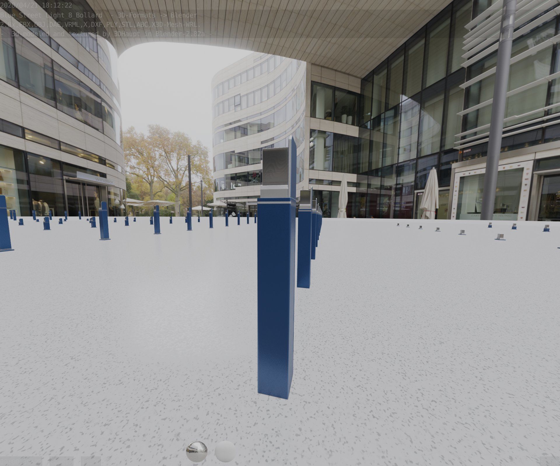 Street Light 8 Bollard 900 mm Futuristic Blue Version 5 Low-poly 3D model_63