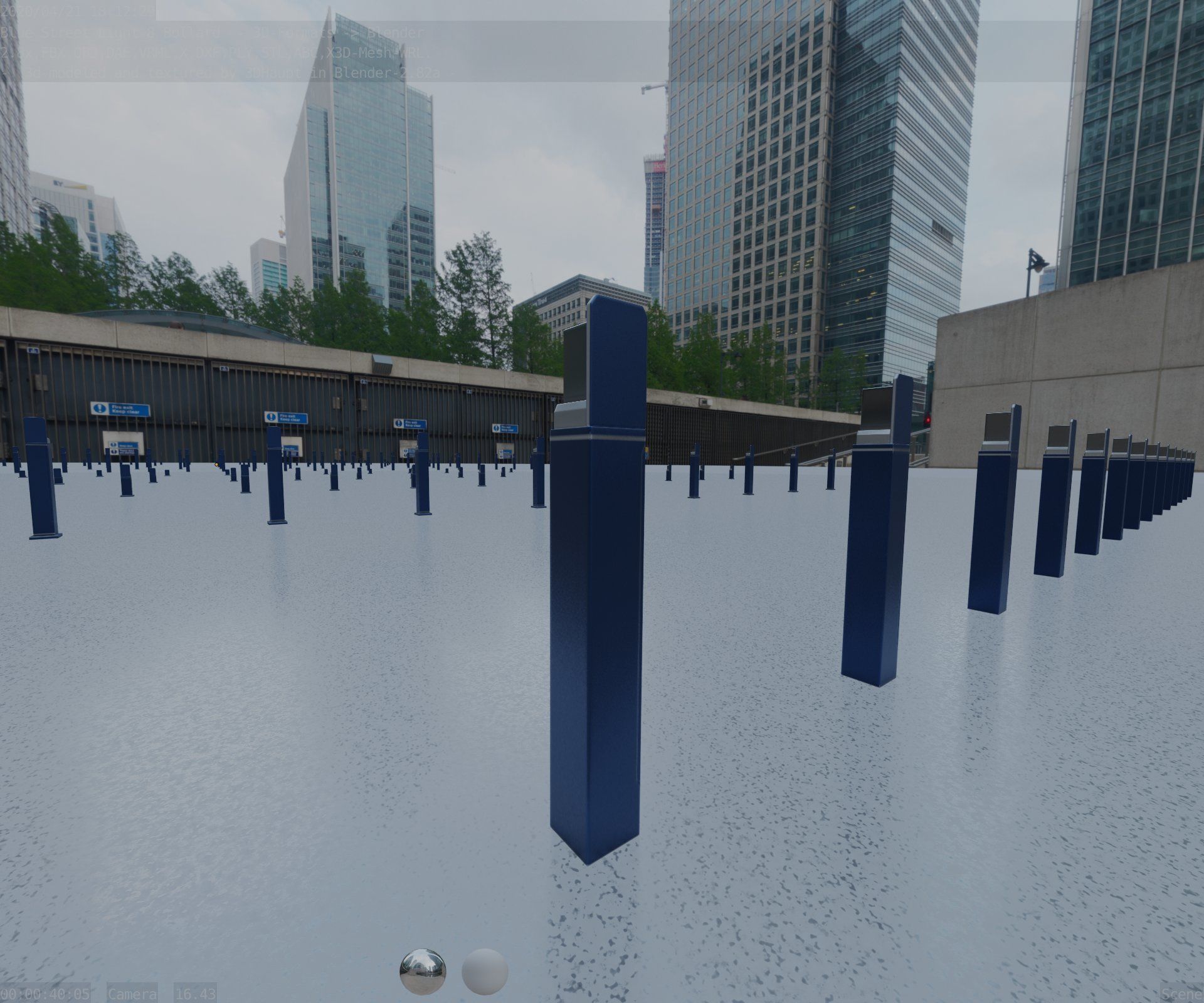 Street Light 8 Bollard 900 mm Futuristic Blue Version 5 Low-poly 3D model_69
