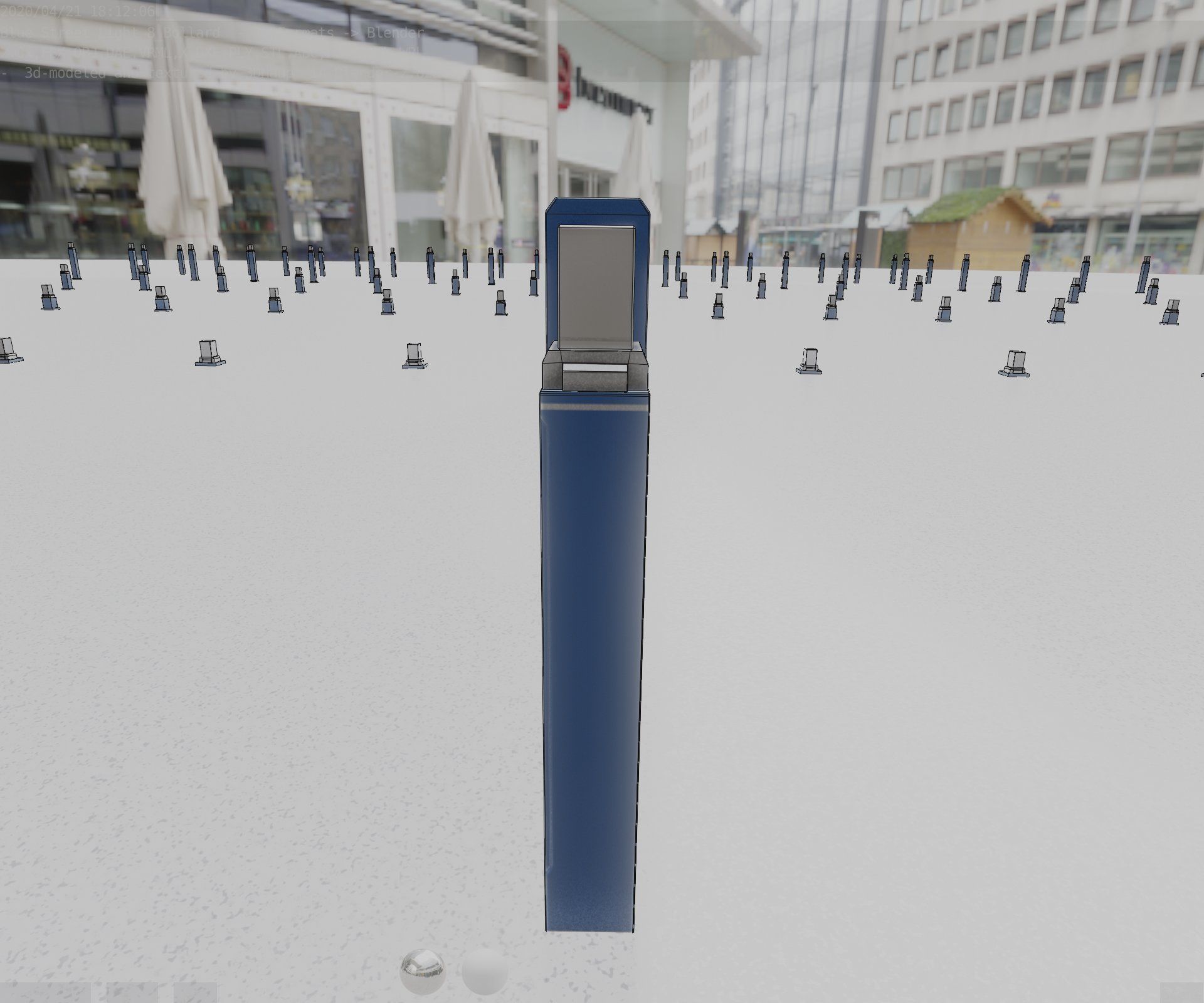 Street Light 8 Bollard 900 mm Futuristic Blue Version 5 Low-poly 3D model_45