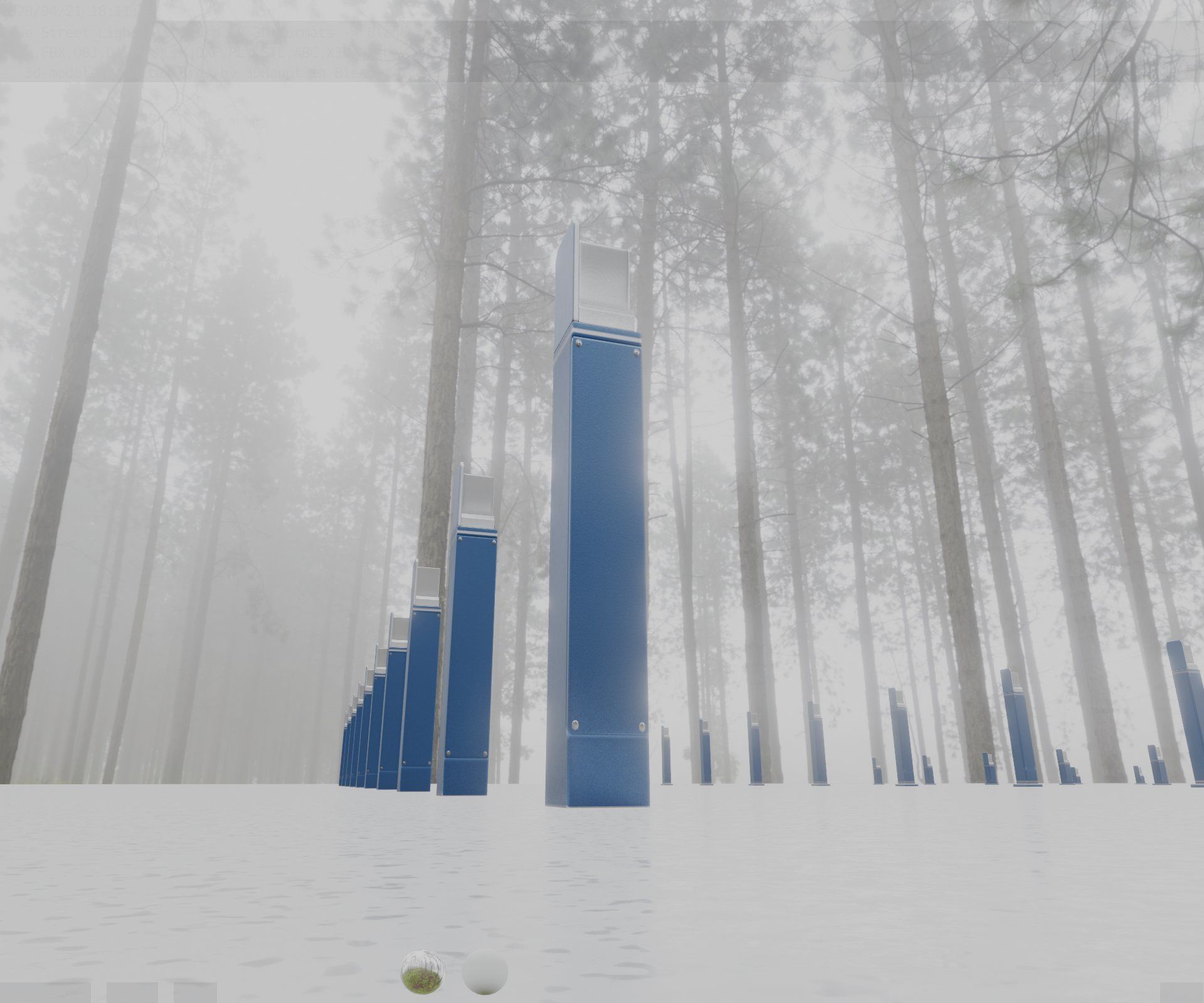 Street Light 8 Bollard 900 mm Futuristic Blue Version 5 Low-poly 3D model_28