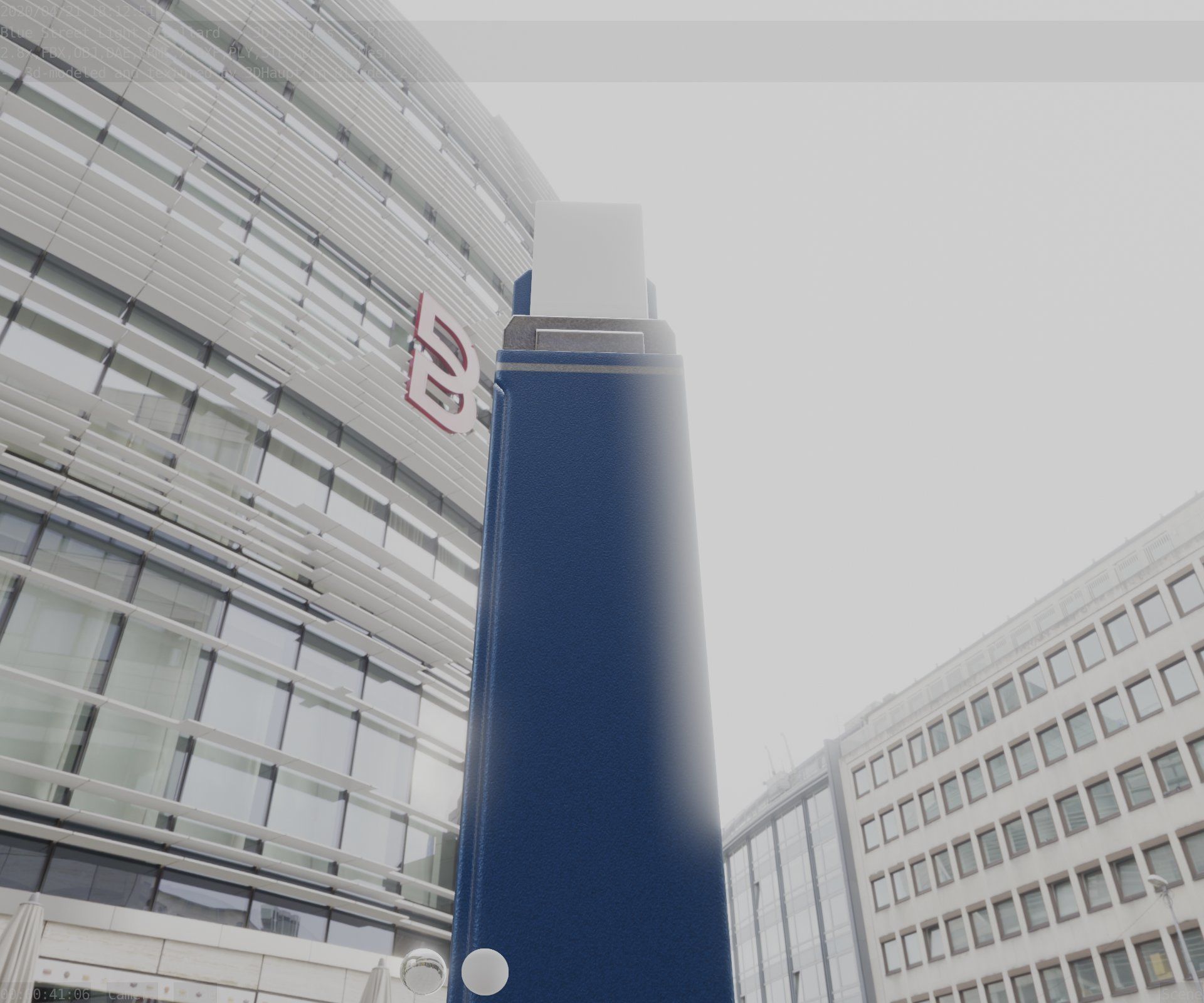 Street Light 8 Bollard 900 mm Futuristic Blue Version 5 Low-poly 3D model_94